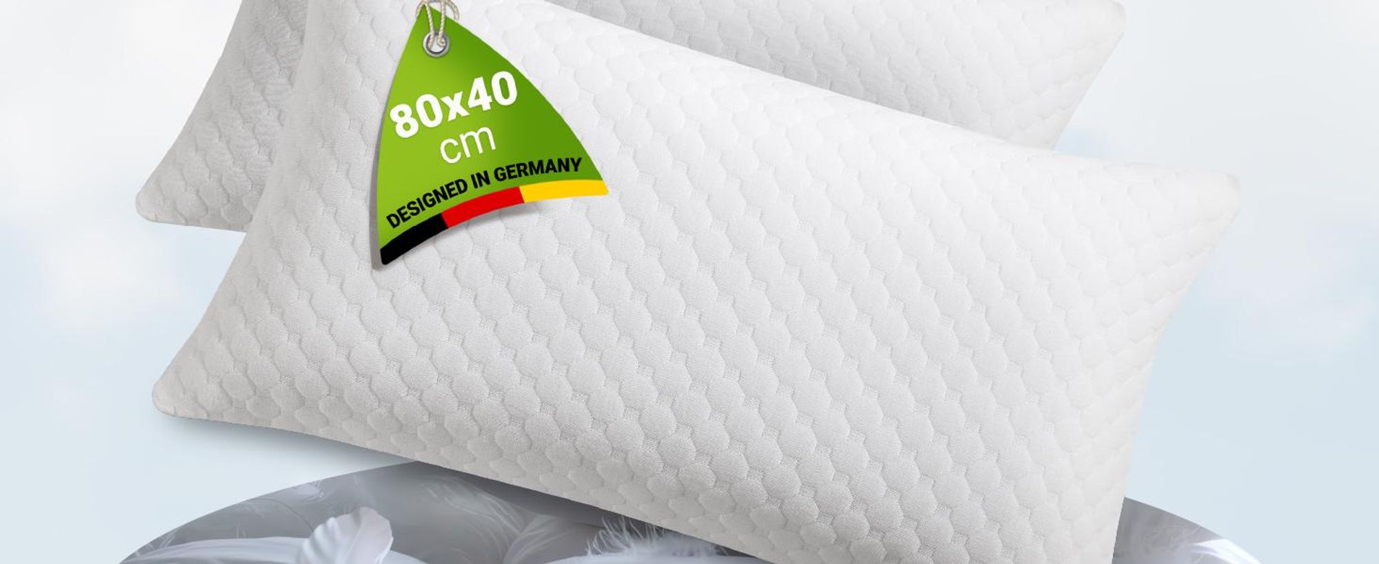 Juskys Kissen 40x80 cm für Bett - 2er Set Kopfkissen mit Memory-Foam Füllung - Weiß