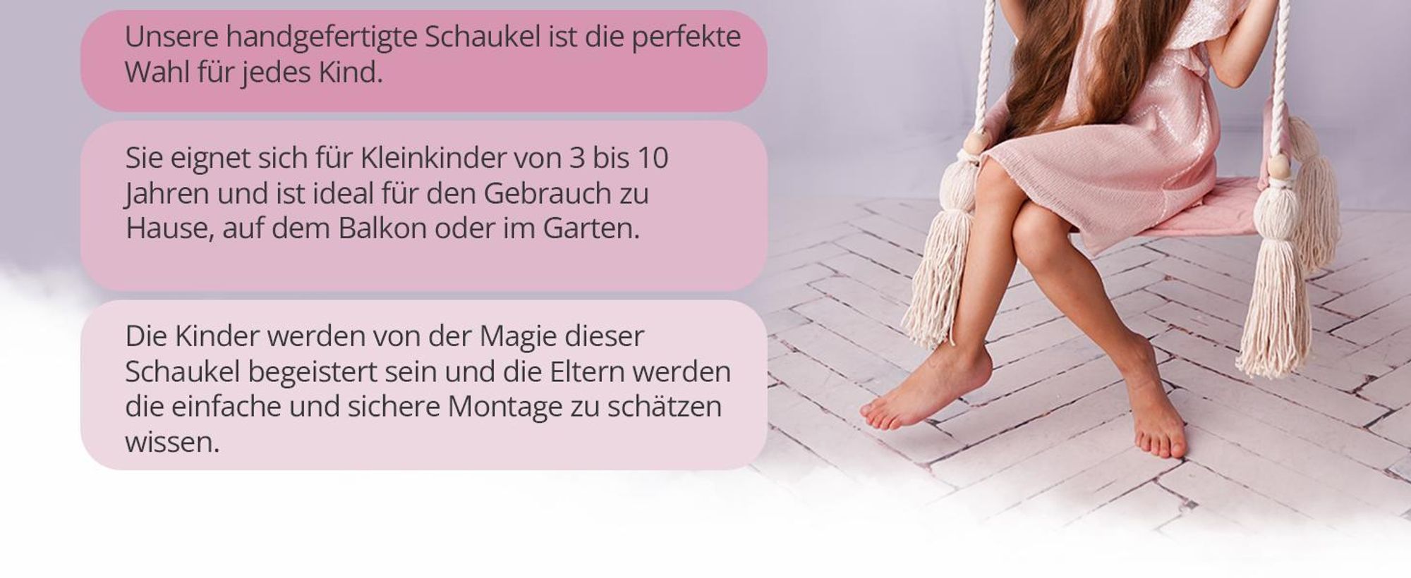 Create for you® - Holzschaukel für Kinder mit Baumwollseil, Kinderschaukel, Indoor-Sitz mit Weichem Material, Höhenverstellbar, Beige