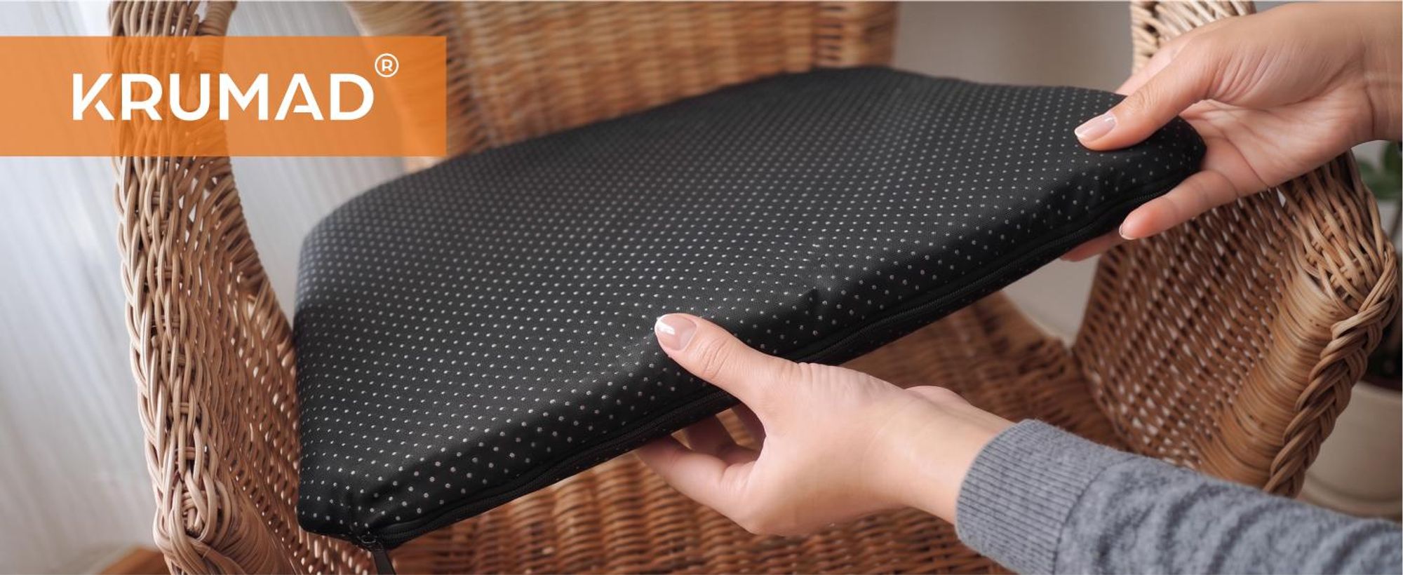KRUMAD Orthopädisches Sitzkissen Gel, Bürostuhl Kissen, Sitzauflage für Stuhl, Auto und Rollstuhl, ergonomisches Gelkissen 40 x 35 cm