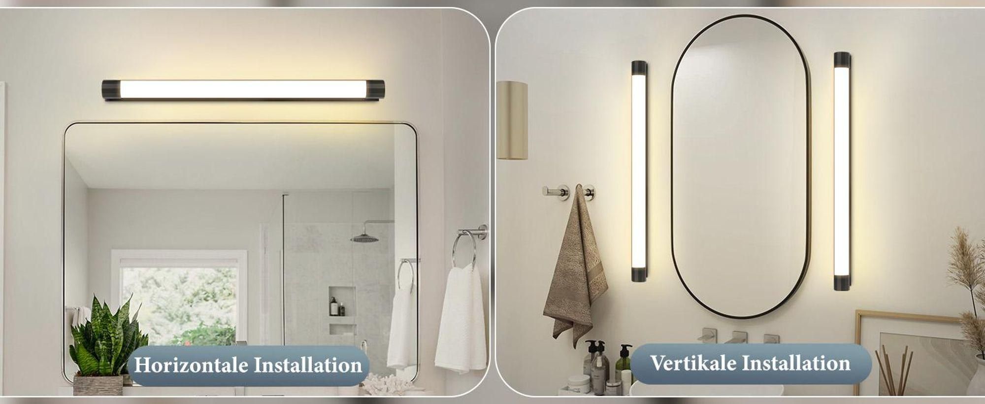 ZMH LED Lampe à miroir salle de bain Lampe à miroir 50CM 10W Lampe de salle de bain murale noire Lampe murale salle de bain blanc neutre 3000K Applique murale moderne Lampe de salle de bain pour cuisine