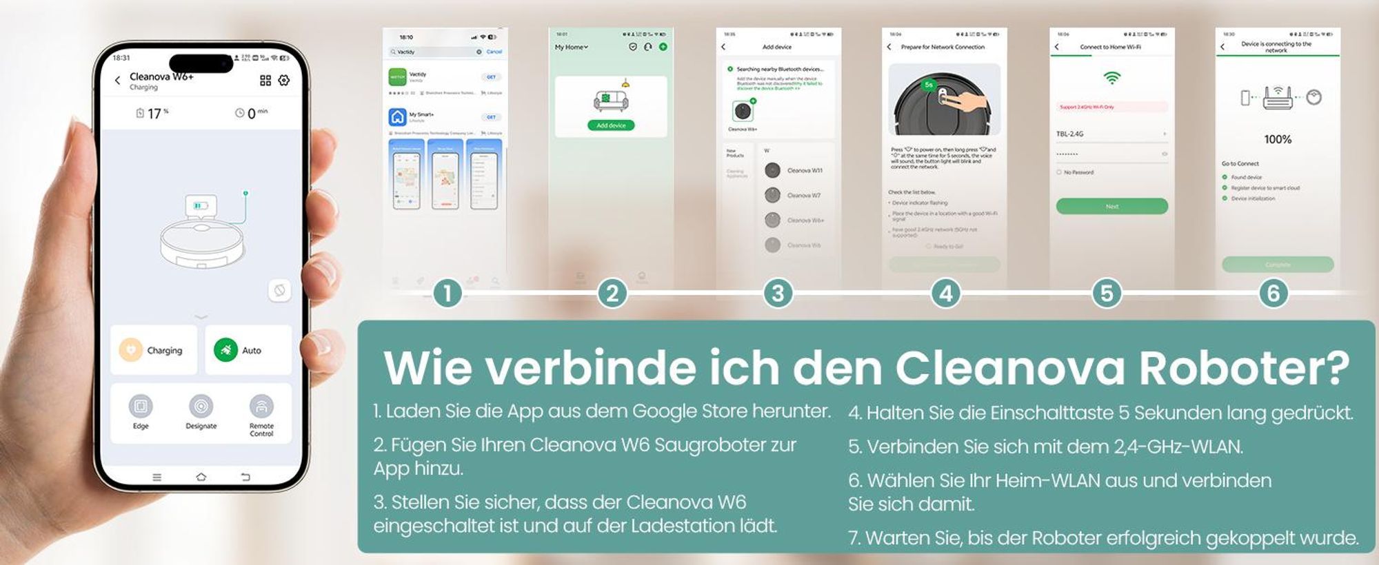 Vactidy W6+ Saugroboter ohne Wischfunktion, 2800 Pa Saugkraft, 720 ml großer Behälter, 120 Min. Laufzeit, APP/Sprache/Fernsteuerung