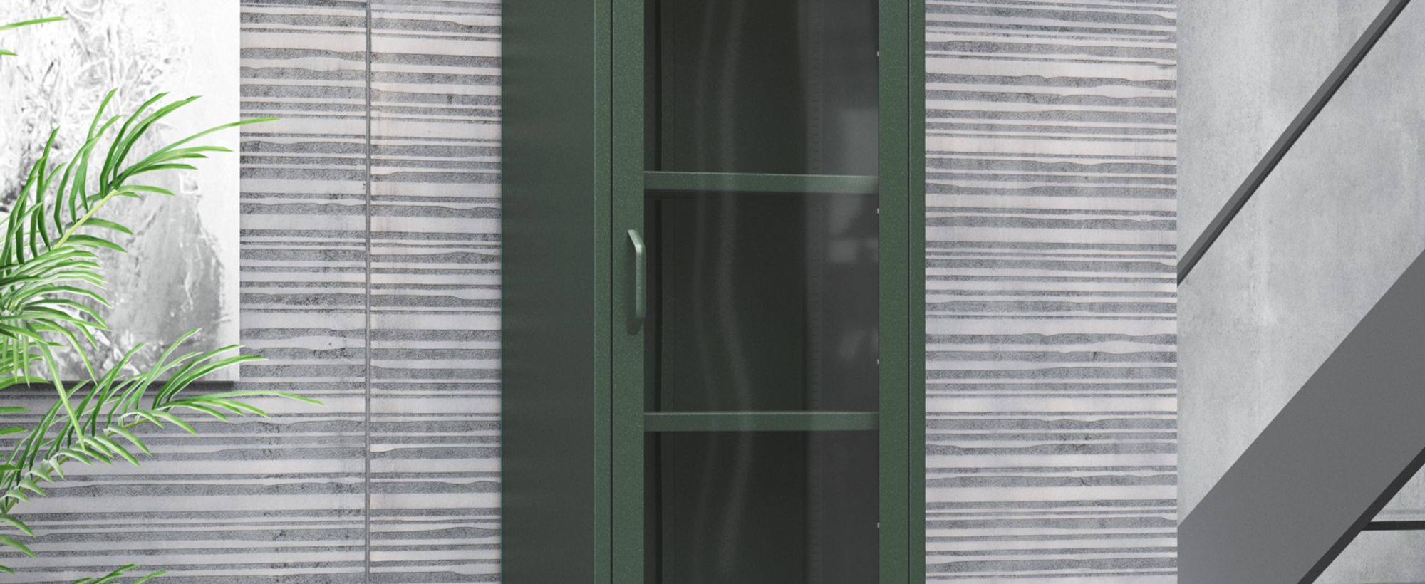 Vitrinenschrank Bücherschrank mit 4 Fachböden Vitrine Glitzernd Metall Flaschengrün