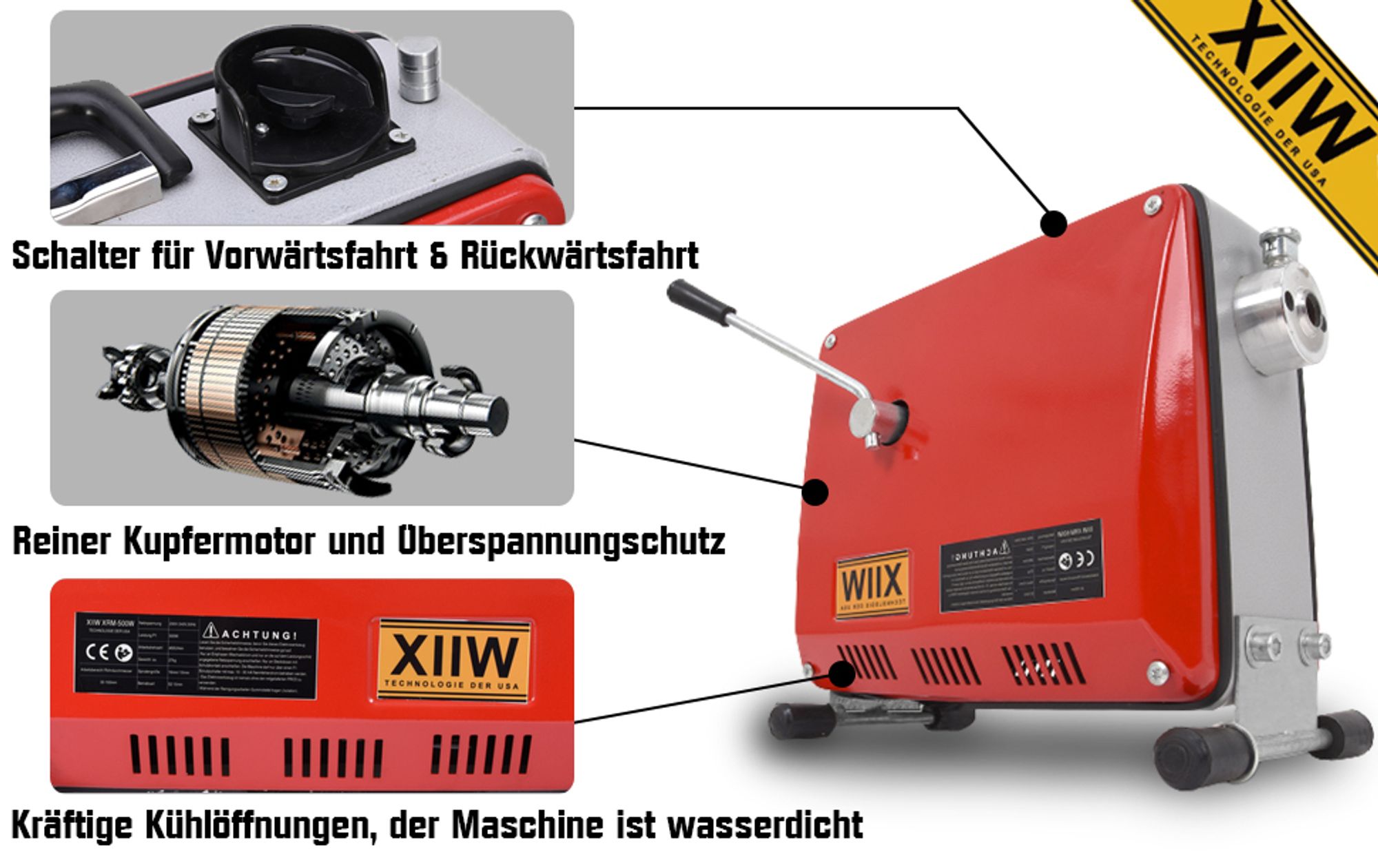 Wir bieten Ihnen eine überlegene Rohrreinigungsmaschine mit 10 & 16 mm Spiralen.