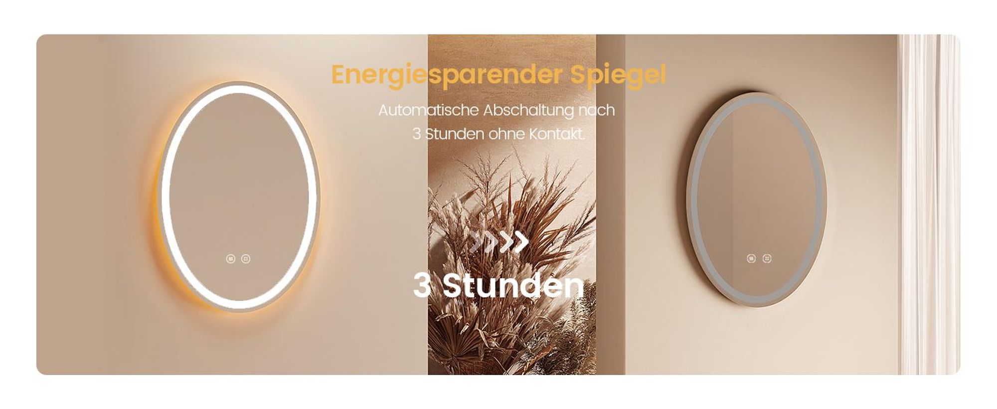 EMKE Badspiegel 50x70 cm Badezimmerspiegel mit 3 Lichtfarbe, Badspiegel mit beschlagfrei + dimmbar + Touchschalter Oval LED spiegel