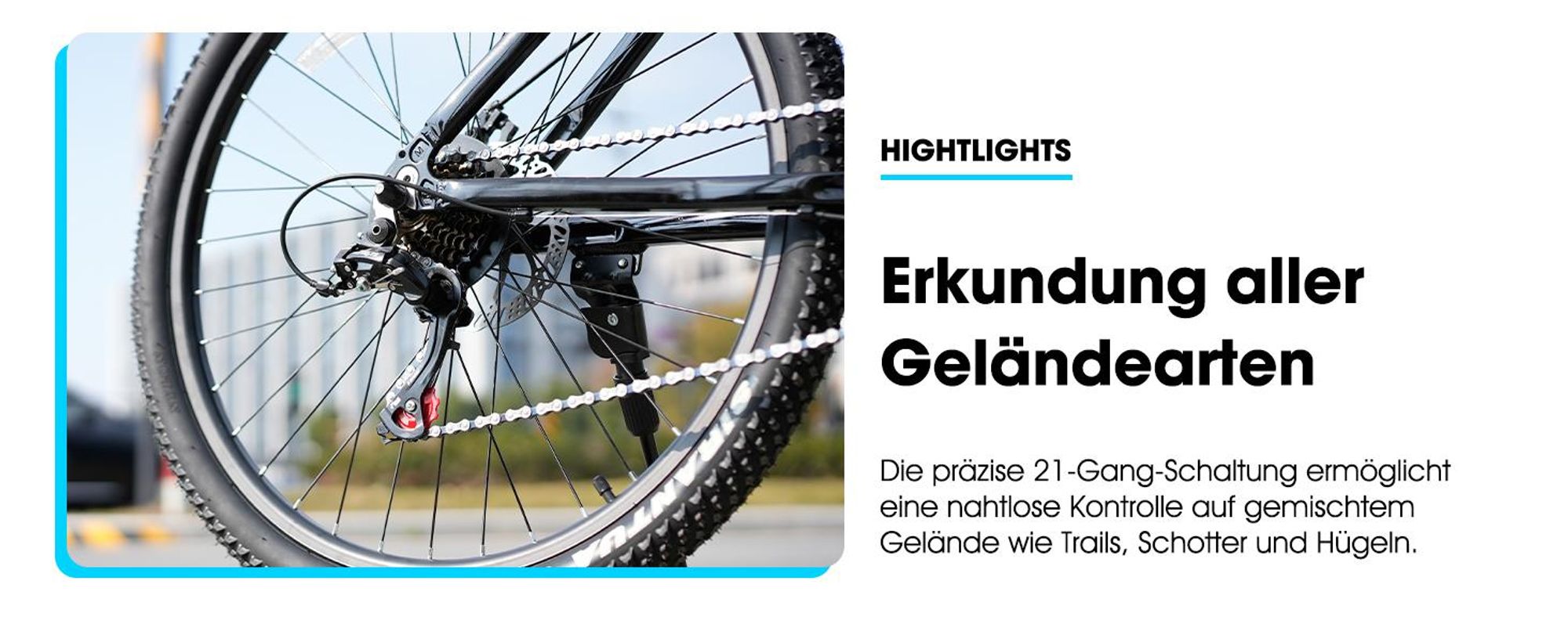 26/27,5 Zoll Alu-Mountainbike mit 21-Gang Getriebe, wetterfesten Scheibenbremsen, strapazierfähigen Reifen und Schutzbleche für Stadt, Trail und Hügel