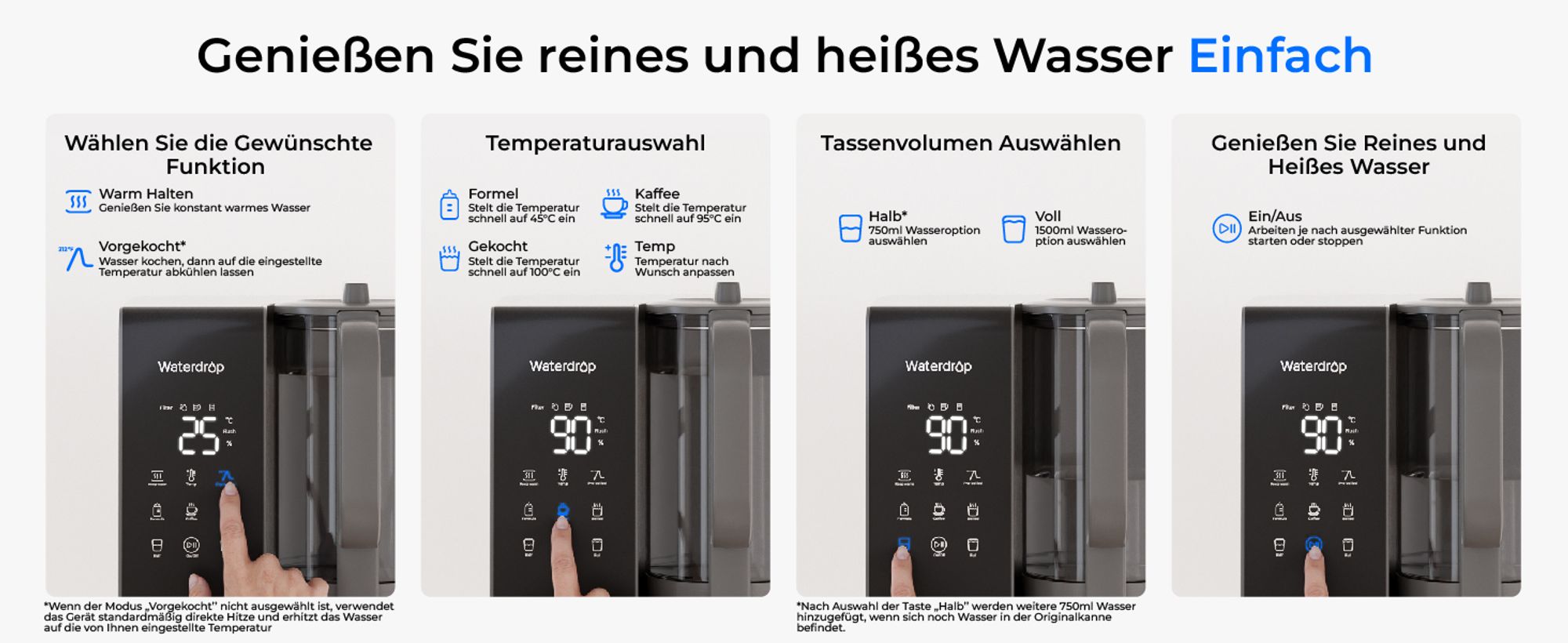 Waterdrop WD-M1 Heißwasser Umkehrosmose Tischwasserfiltersystem, 7 Temperaturoptionen, 6-stufige Reinigung, 3:1 Rein zum Abfluss, ohne Installation