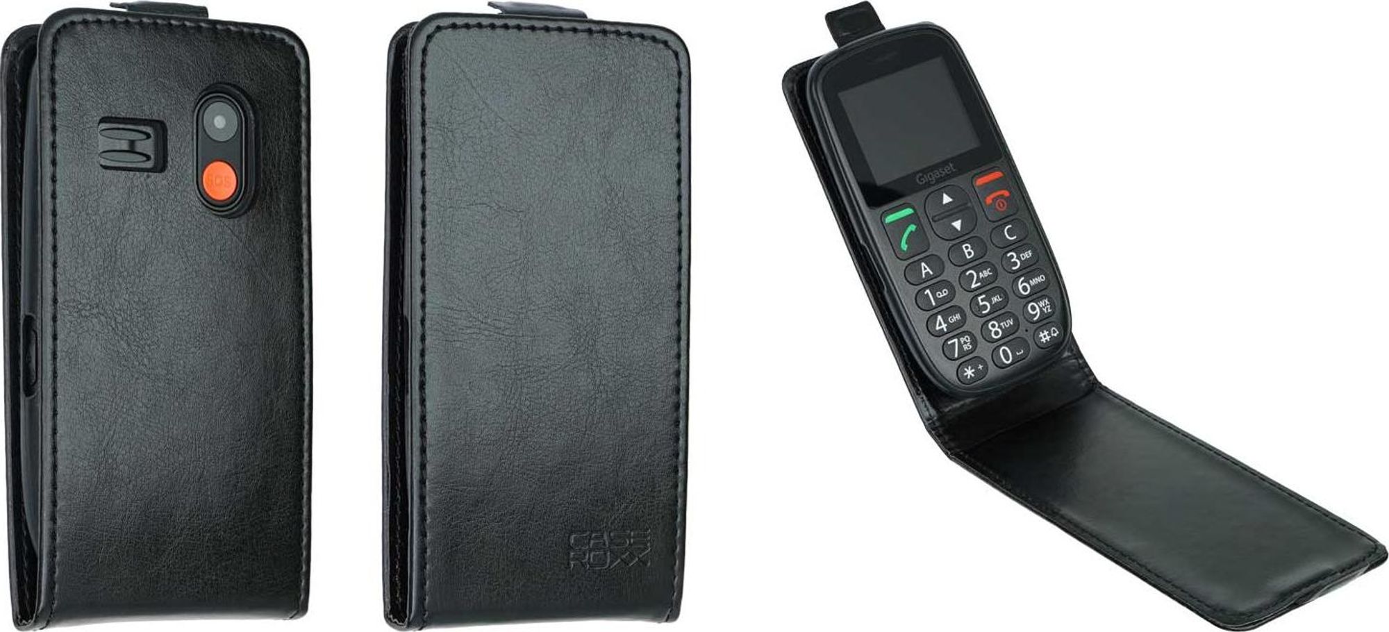 caseroxx Schutz Tasche Hülle Flip Cover kompatibel mit Gigaset GL395, Smartphone Tasche Flip Cover in schwarz Bild 1