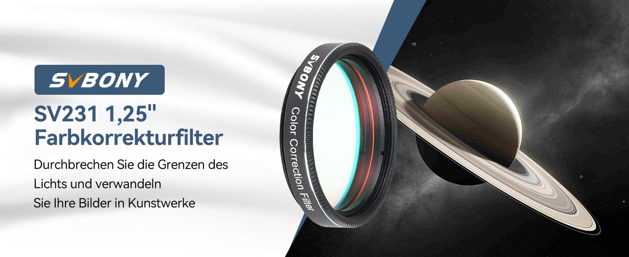Svbony SV231 1.25" Teleskopfilter, Farbkorrekturfilter für Teleskope M28.5×0.6 Vollgewinde, Reduziert Schädliche Blaue Wellenlängen
