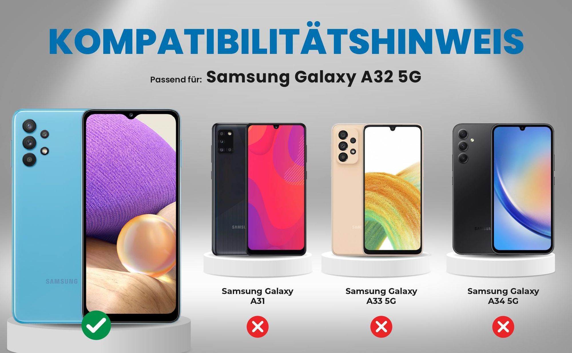 Kompatibilitätshinweise Hülle für Samsung Galaxy A32 5G