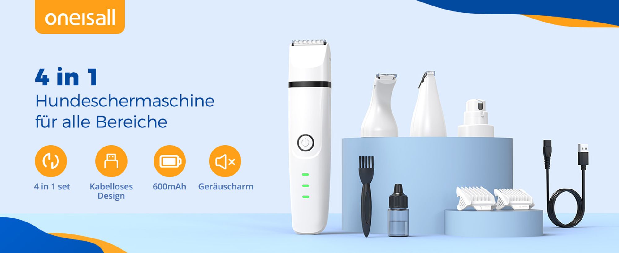 Oneisall – 4 in 1 Schermaschinen N12 für Hunde und Katzen
