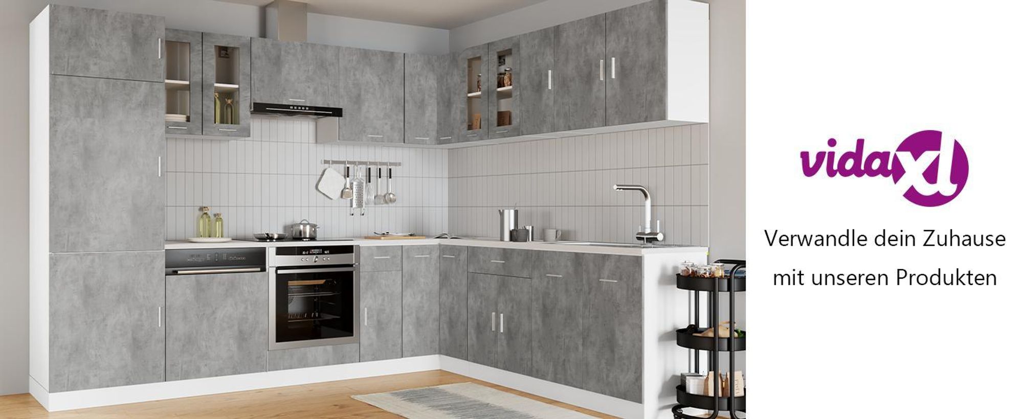 vidaXL Hängeglasschrank Lyon Betongrau 60x31x60 cm Holzwerkstoff