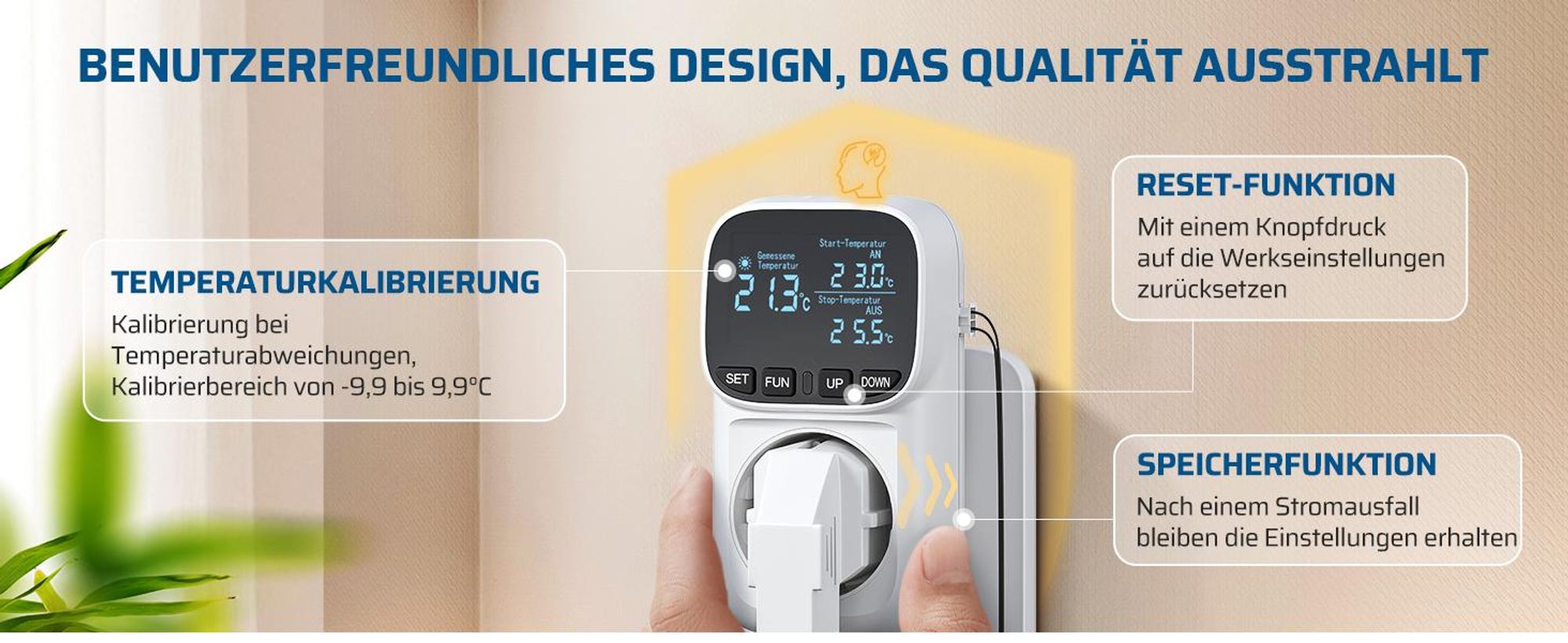DEWENWILS Thermostat Steckdose, Temperaturregler mit LCD Display, Digitale Thermostat