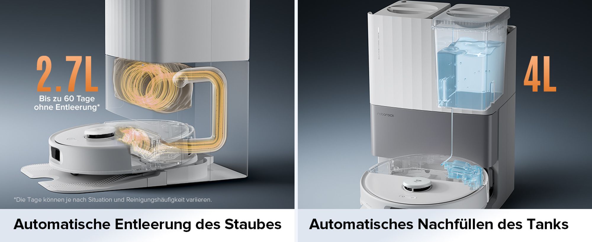 Roborock Qrevo Edge S5A Staubsauger Roboter 18.500 Pa(Upgrade von S8 Pro Ultra), 75℃ Heißwasser-Moppwäsche, Dual Anti-Tangle, FlexiArm Design™ Schwarz