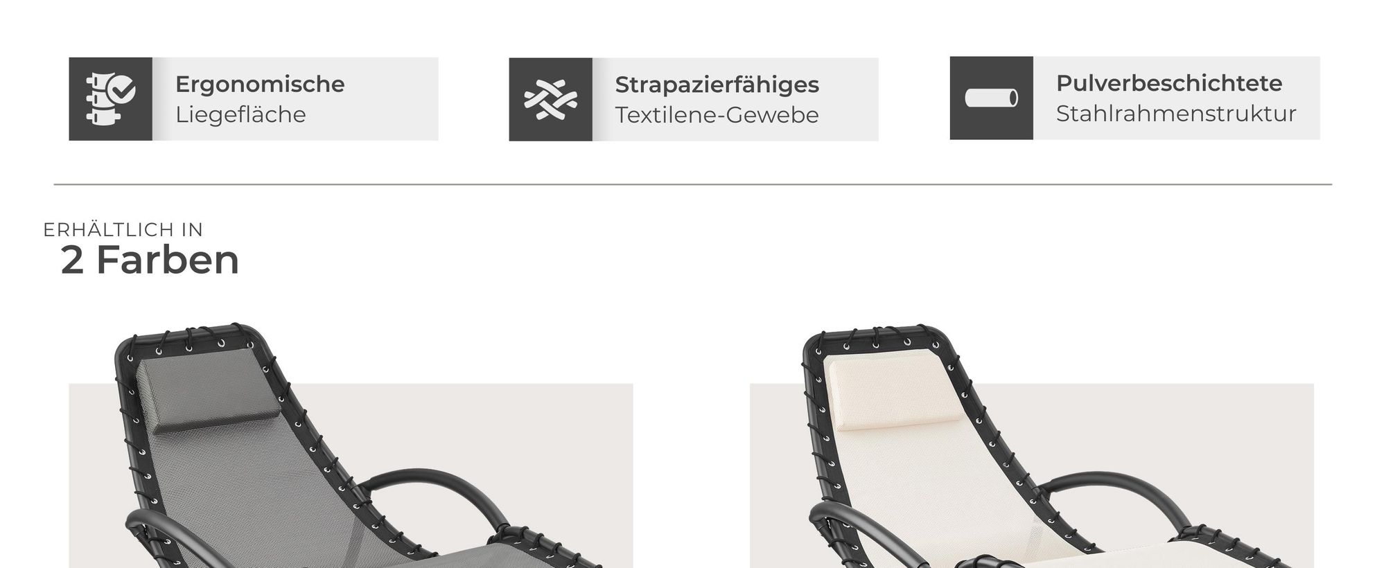 tectake® Gartenliege Toulon, ergonomisch, Schwingfunktion