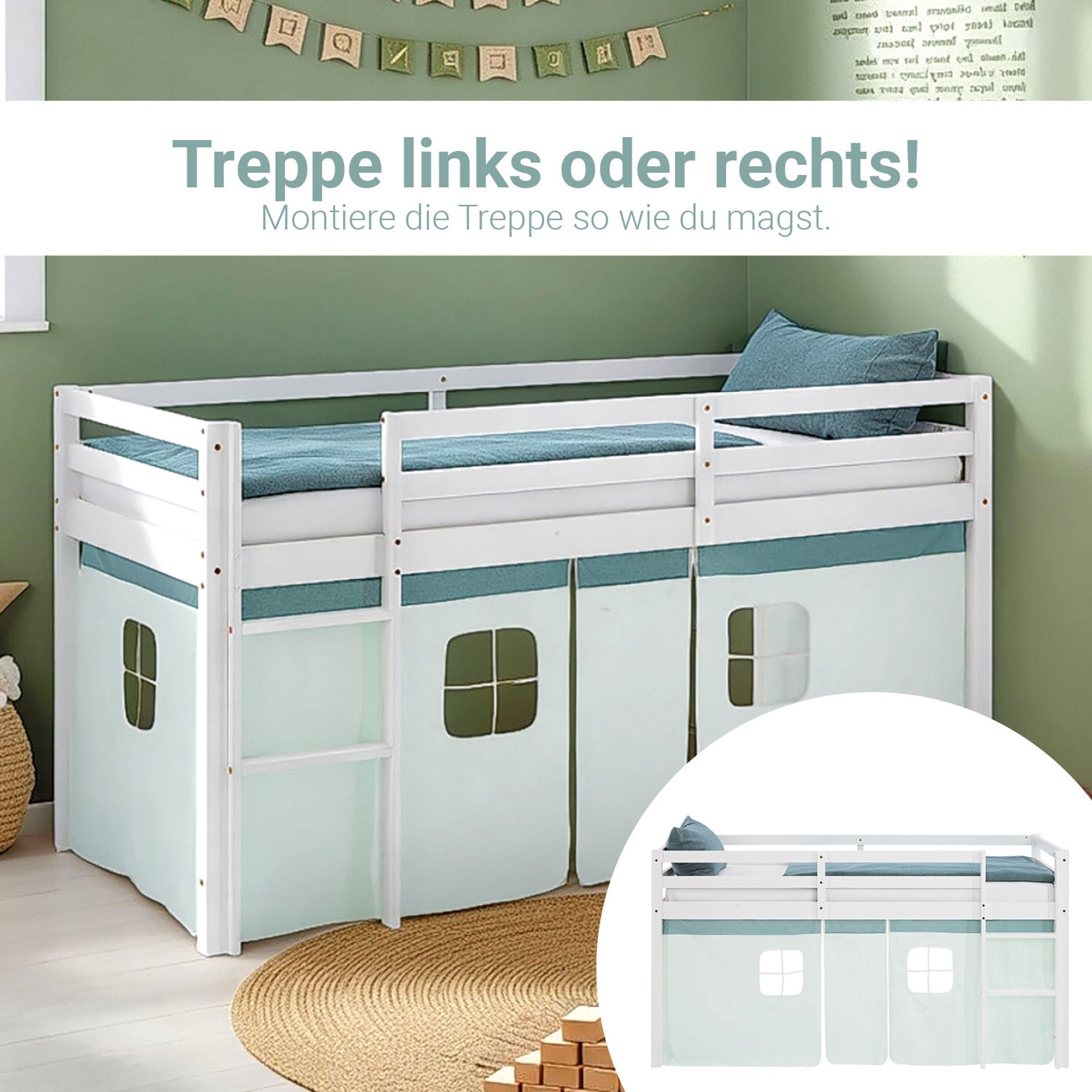 Die Treppe ist rechts oder links montierbar