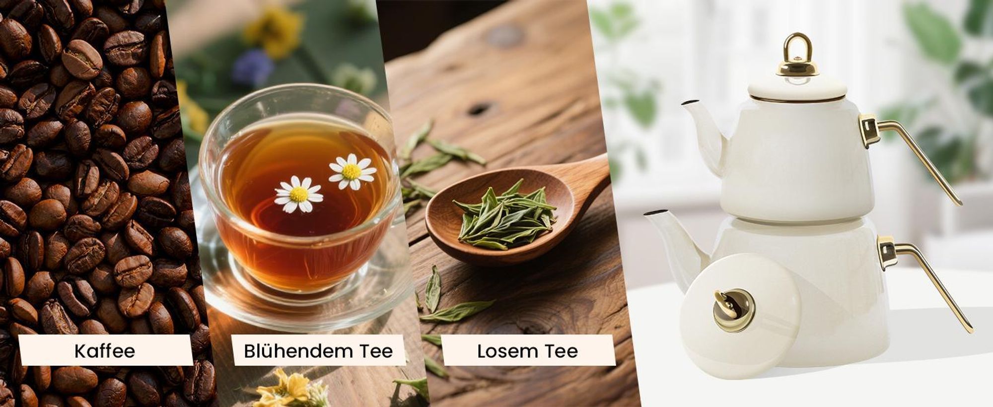 Homelux Teekanne Set, Wasserkessel Induktion Teekocher aus Emaille, Induktionsgeeignet, 2L+1L, Türkische teekanne, Caydanlik,Weiß