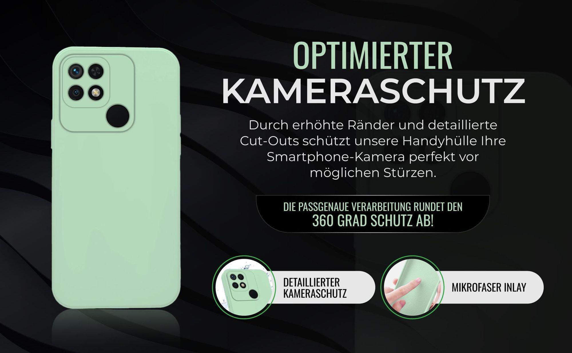 Handyhülle in Türkis für Xiaomi Redmi 10C in detailliertem Kamera Cutout