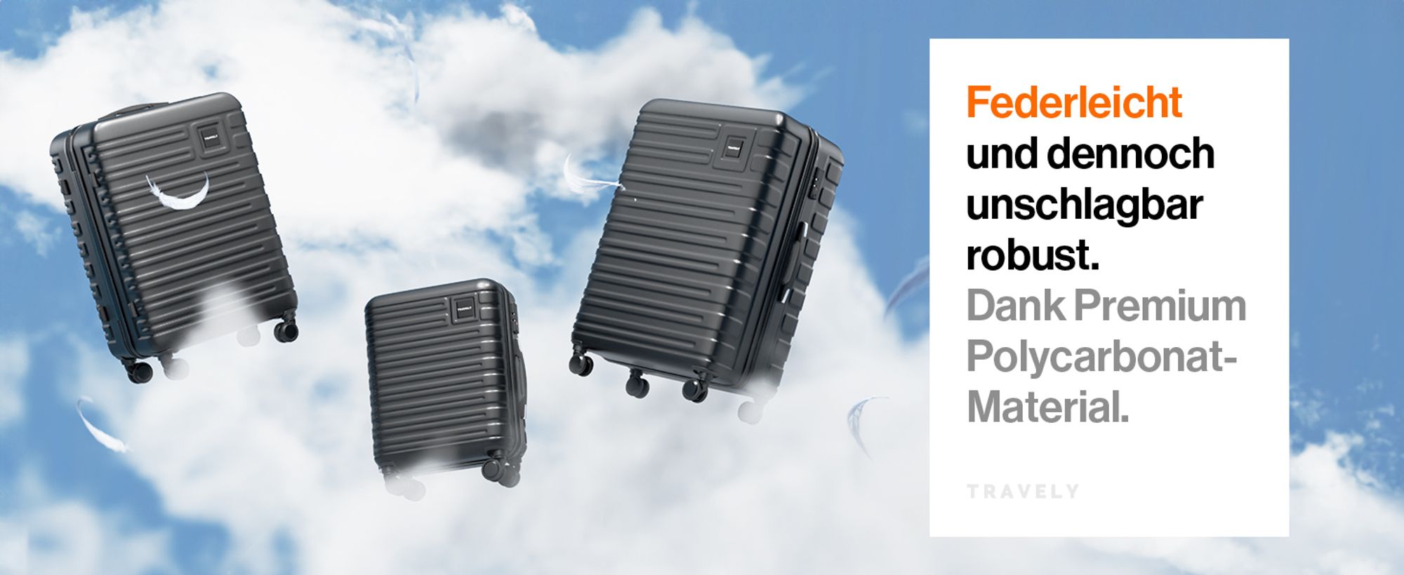 TRAVELY Premium Koffer Set: 77cm, 67cm & 55cm Handgepäck Koffer in einem Set, sehr robuste Reisekoffer mit sanften Rollen & TSA Schloss, Reisekoffer, Koffer & Trolleys