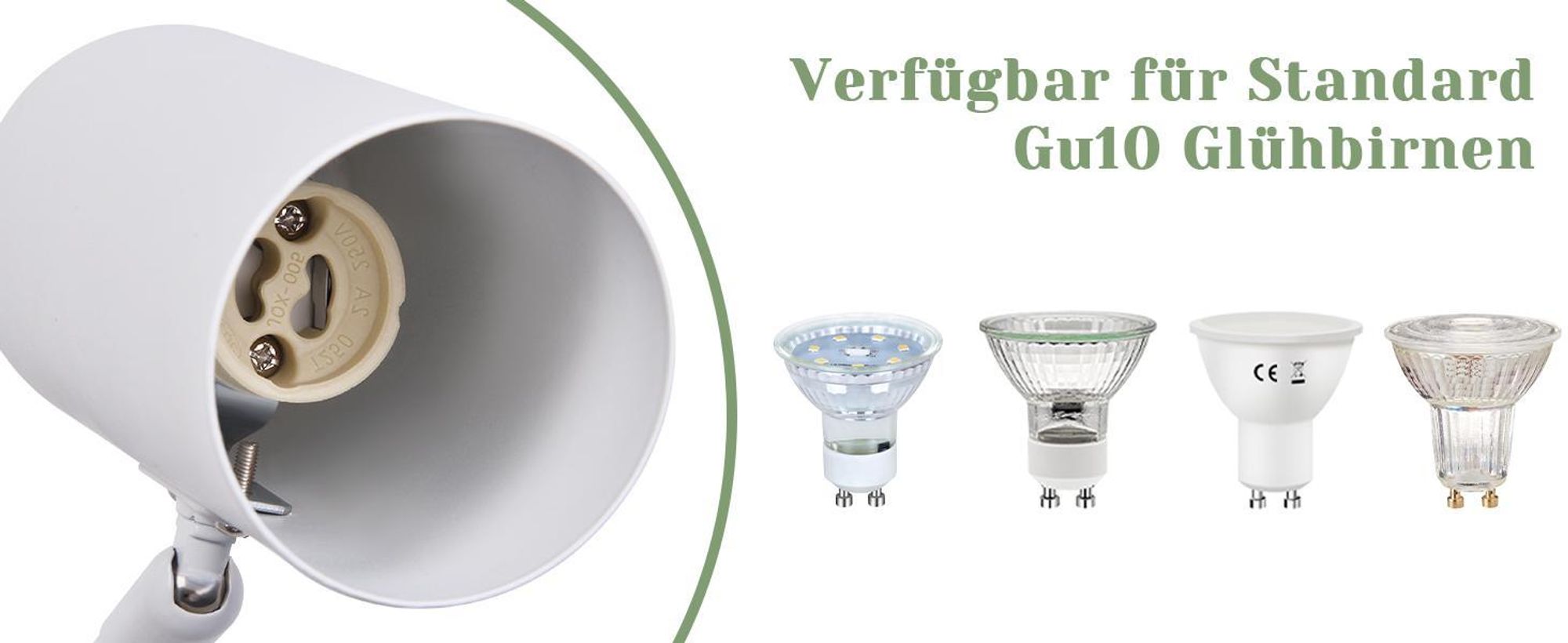 ZMH Wandleuchte Innen GU10 Schlafzimmerlampe Wandstrahler Modern Weiß Langer Arm Schwenkbar Metall Wandbeleuchtung für Wohnzimmer Ohne Leuchtmittel