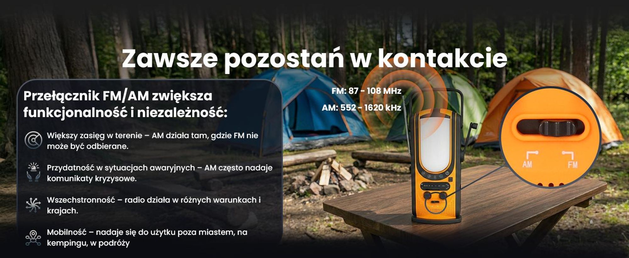 Extralink Radio Awaryjne Solarne 6000mAh, Dynamo, Powerbank, Latarka SOS
