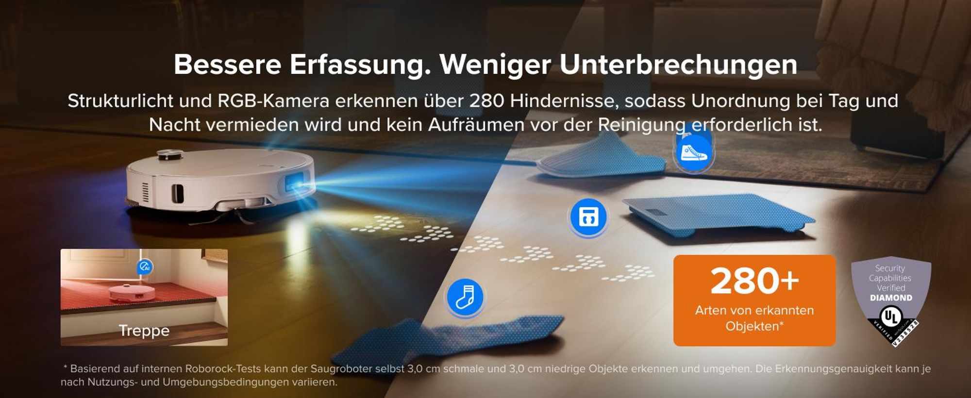 Roborock Qrevo Edge 2 Staubsauger Roboter, 25.000 Pa Saugroboter mit Wischfunktion, Wischmopp-Hebefunktion, 80 °C Moppwäsche mit heißem Wasser, Weiß