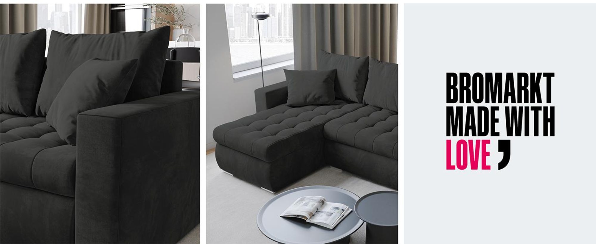 BroMARKT Ecksofa LUIS Schlaffunktion Bettkasten L-Form 238x148x88cm Gelb