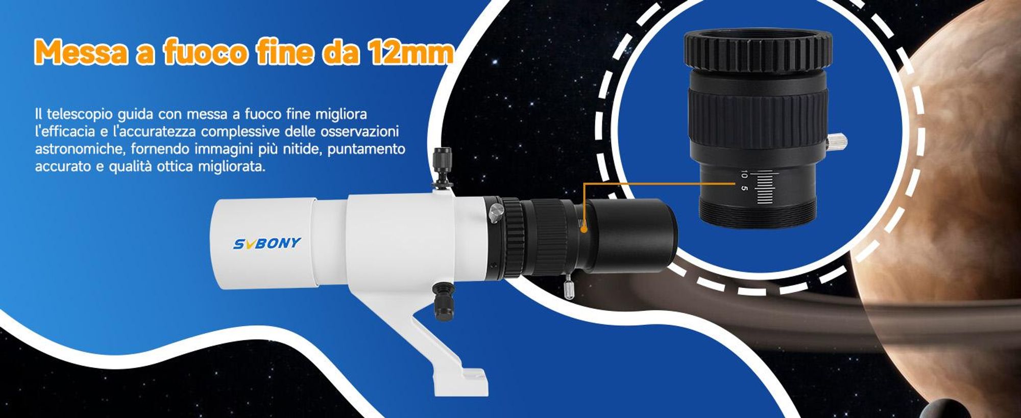 Cannocchiale guida Svbony SV198 per astrofotografia, mini guida da 50 mm F4,1, rifrattore acromatico FMC, con doppio focheggiatore elicoidale