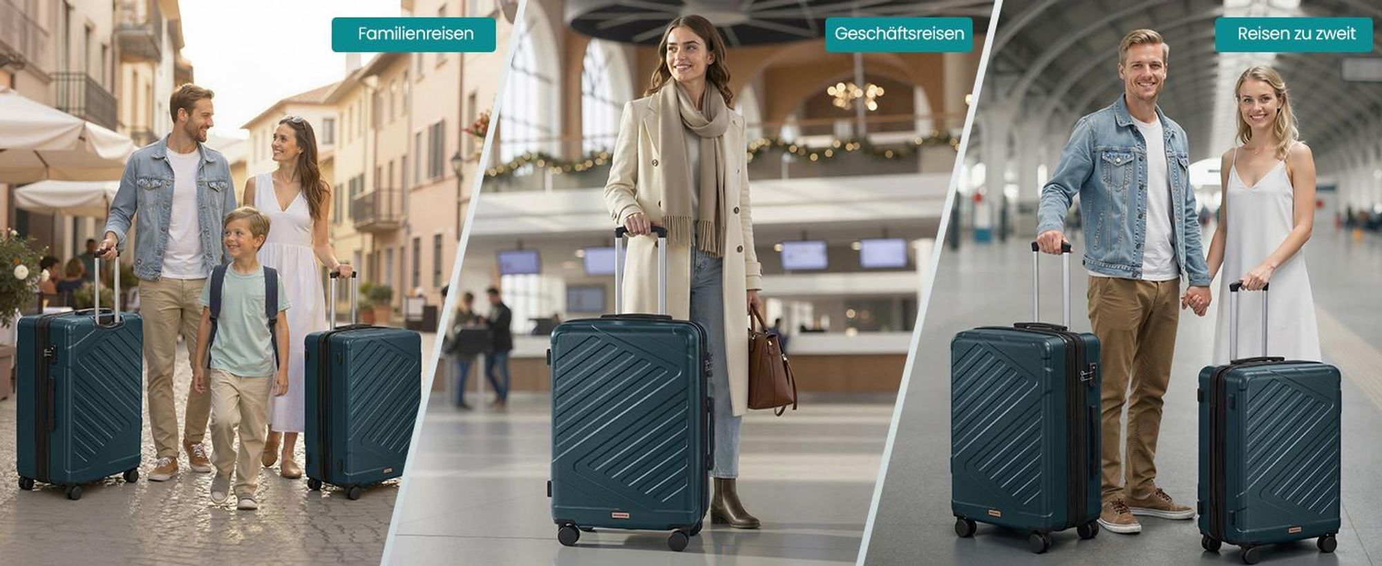 SONGMICS Koffer, Hartschalenkoffer mit TSA-Schloss und Koffergurt, erweiterbar, L, 65 cm, für Urlaub, 4 Rollen, türkis