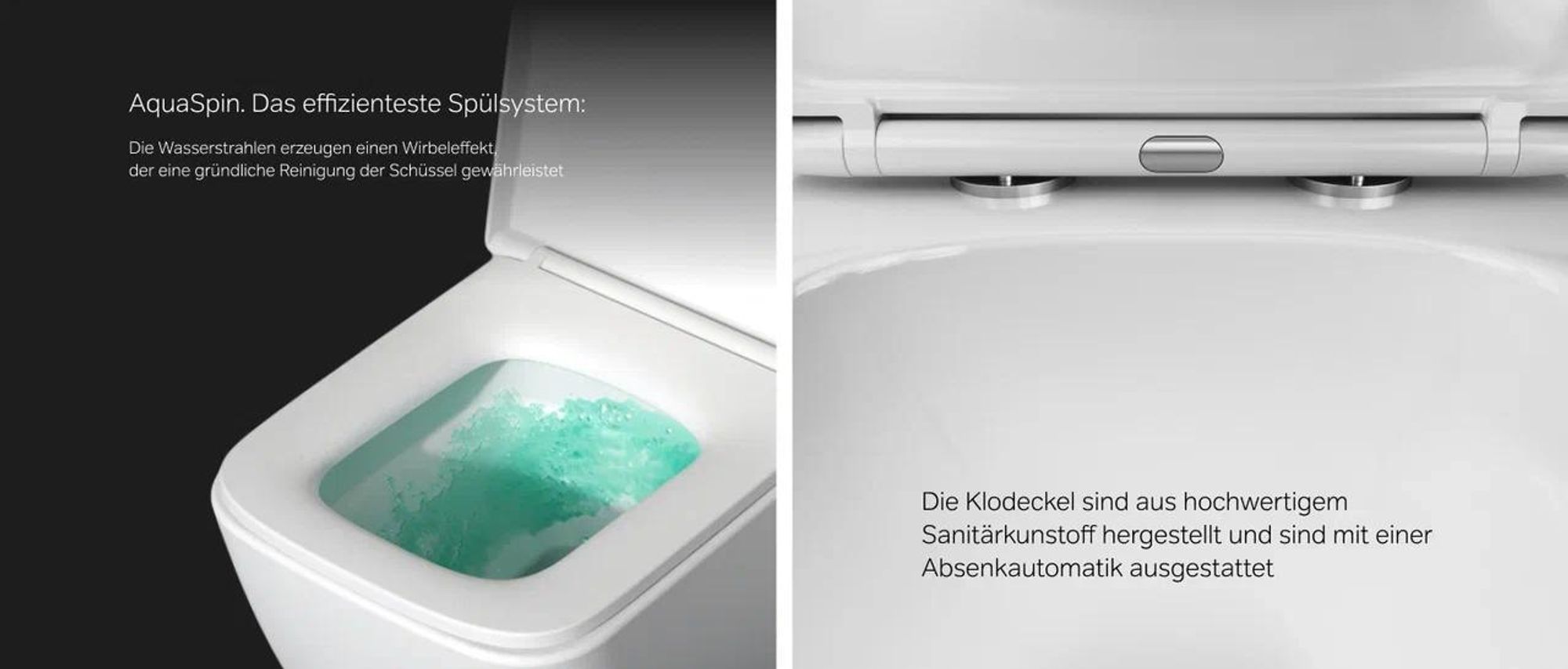 AM.PM Hänge-WC spülrandlos Aquaspin Toilette inkl. WC Sitz mit Softclose Absenkautomatik