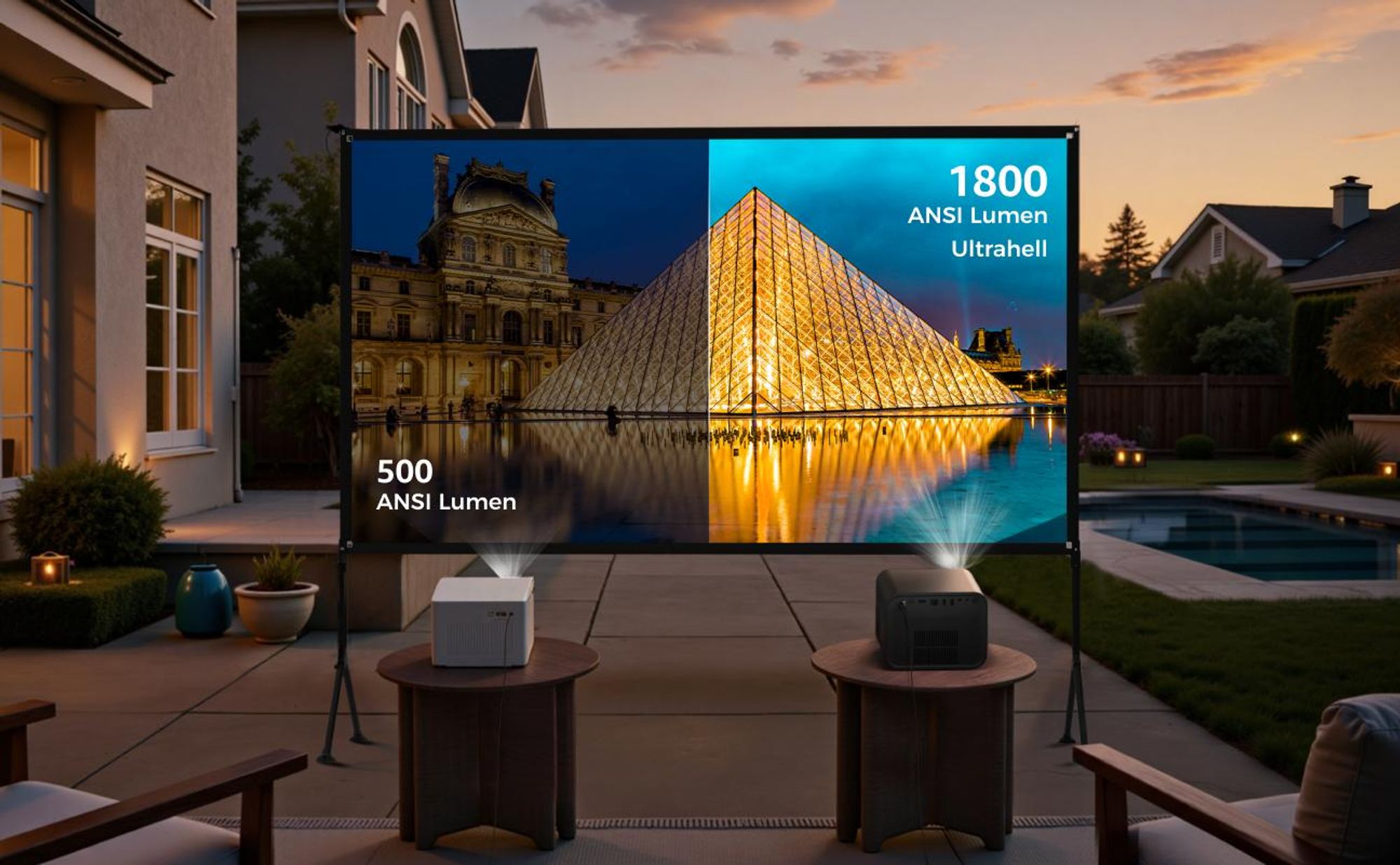 Ultimea Beamer 4k, Poseidon E100 DLP Projektor, 1800 ANSI-Lumen mit Google TV