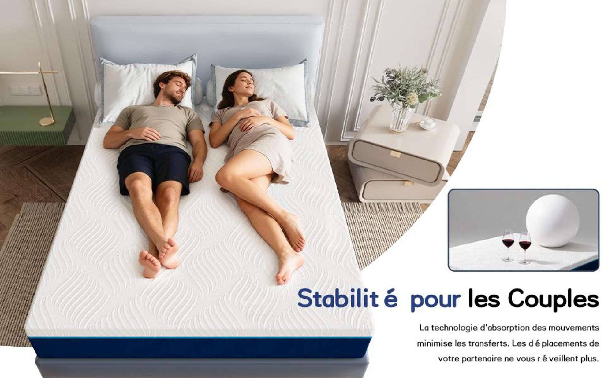 DEWINNER Matelas a Memoire de Forme en Mousse et Ressorts 20 cm Épaisseur Matelas 7 Zones Ergonomique, Hypoallergénique, Soutien Optimal, Confort