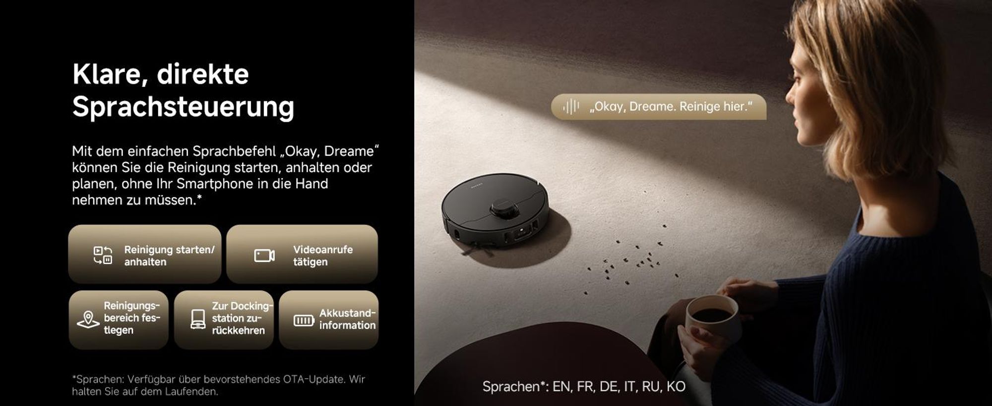 Dreame L40s Pro Ultra Staubsauger Roboter, selbstreinigende Ausfahrbare Wischmopps,19000Pa Saugkraft,Detangling DuoBrush,Hindernisvermeidung, Schwarz