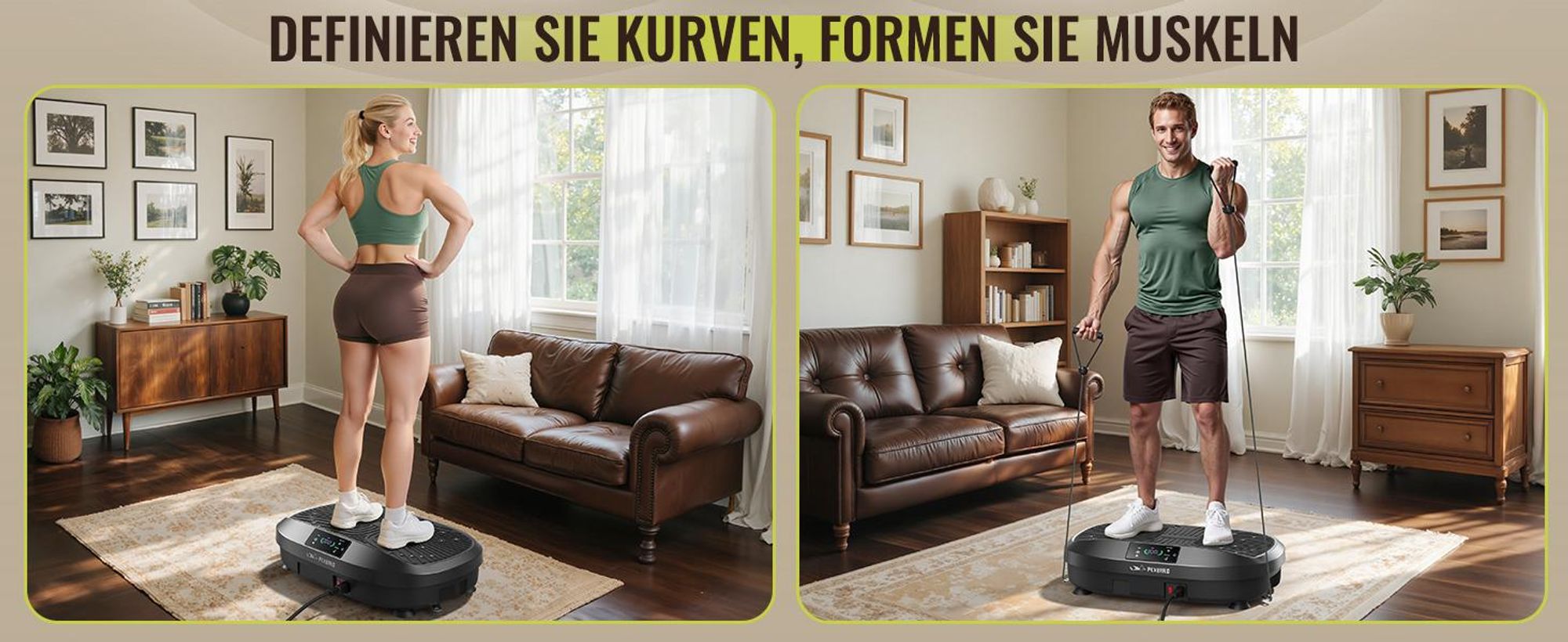 FLYBIRD Vibrationsplatte,120 Leistungsstarke einstellbare Geschwindigkeiten mit 150KG Tragkraft