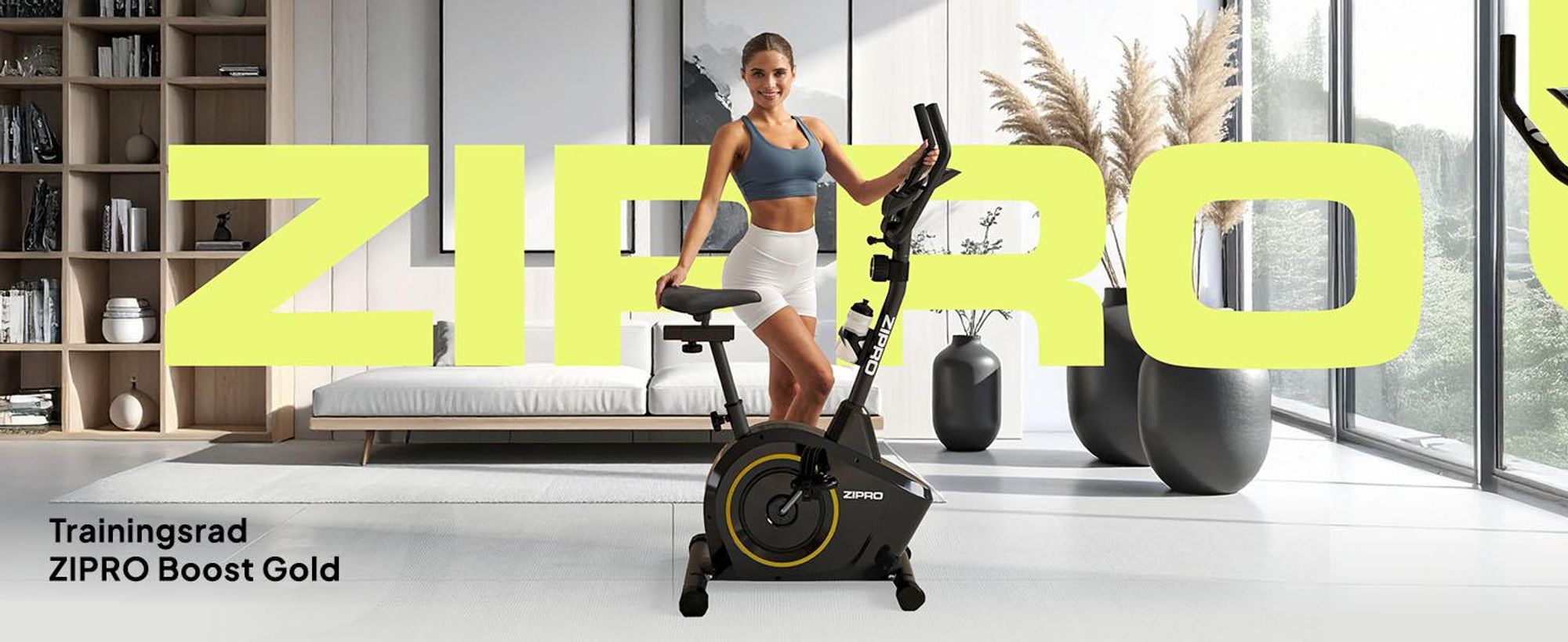 Zipro Heimtrainer Fahrrad Boost Gold – Magnetisches Fitnessbike bis 120kg Belastbar Leiser Hometrainer mit Pulsmessung, Flaschenhalter Handtuchhalter