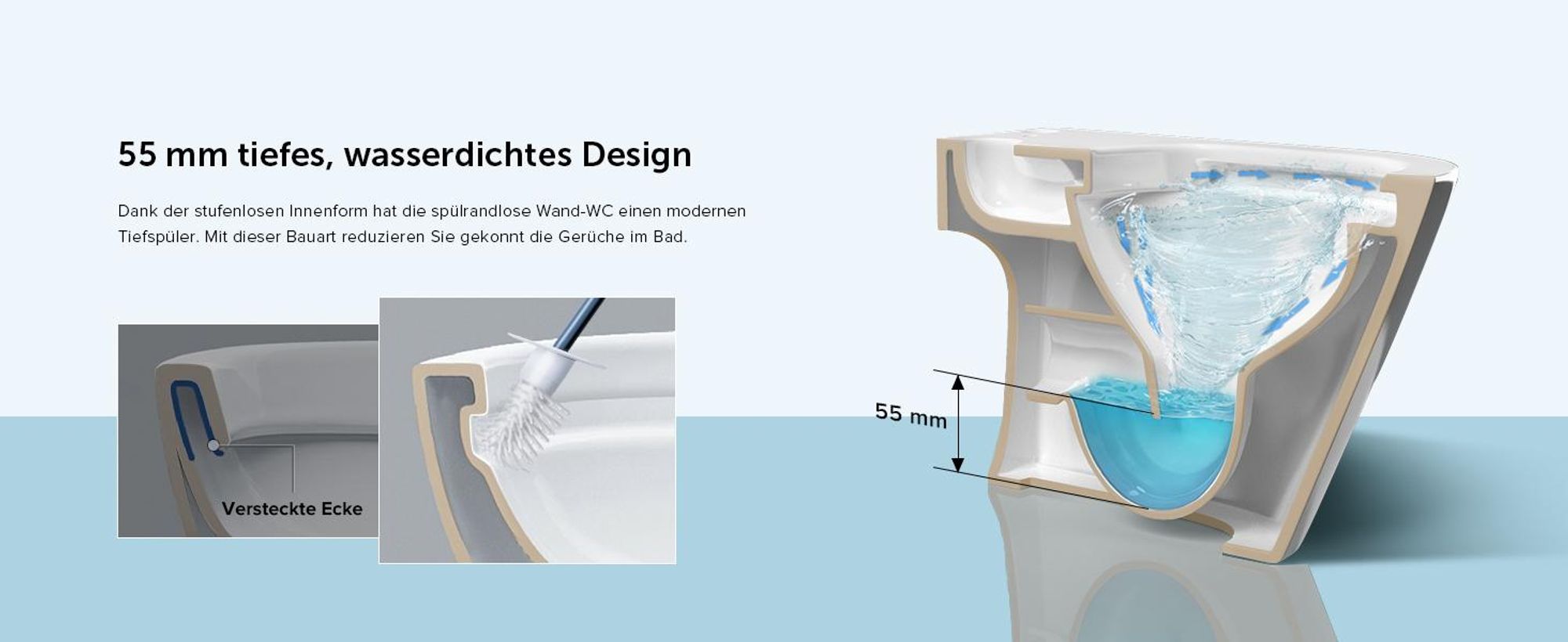 doporro Hänge-WC mit Bidet Funktion Weiß Wand-WC Toilette mit Soft-Close Spülrandloses aus Keramik Hänge-Toilette Aachen601