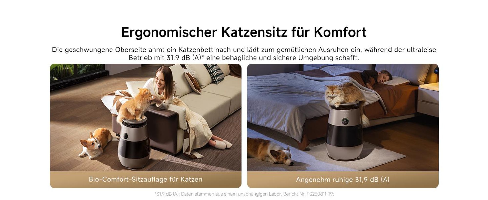 Dreame AP10 Luftreiniger für Haustiere mit 360°Luftumwälzsystem, fünfstufiger Reinigung,transparentem Behälter,gewölbter Oberseite, LED,App-Steuerung