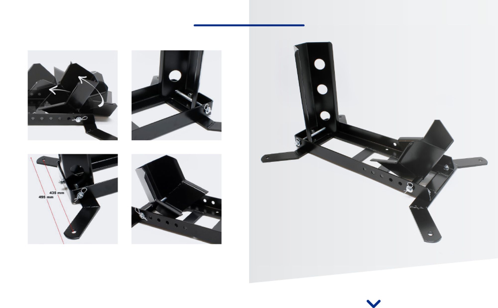 Wiltec Motorradständer bis 450kg Ø14-21", einstellbare Motorradwippe aus Stahl, Montageständer für Vorder- und Hinterrad