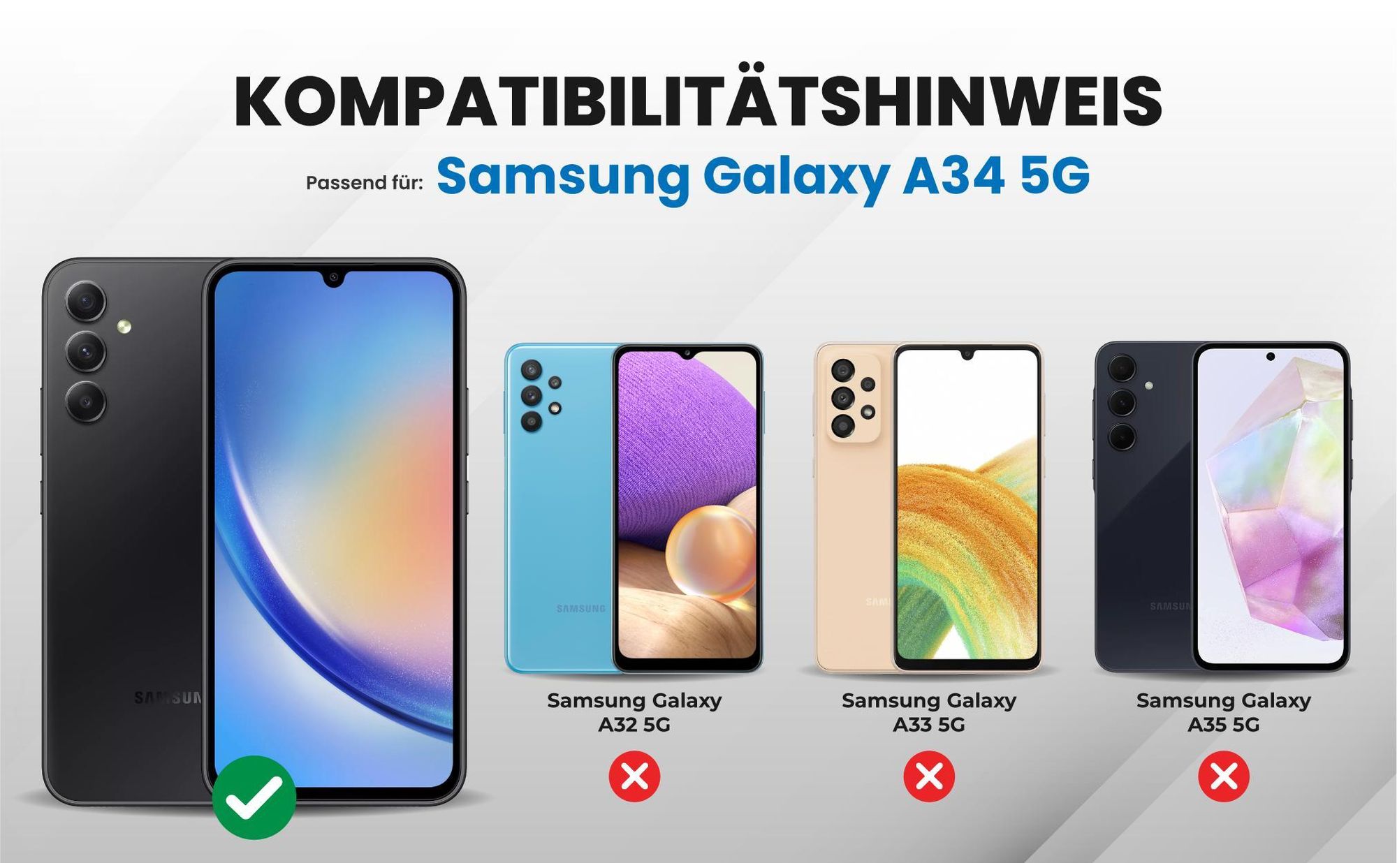 Kompatibilitätshinweise Hülle für Samsung Galaxy A34 5G