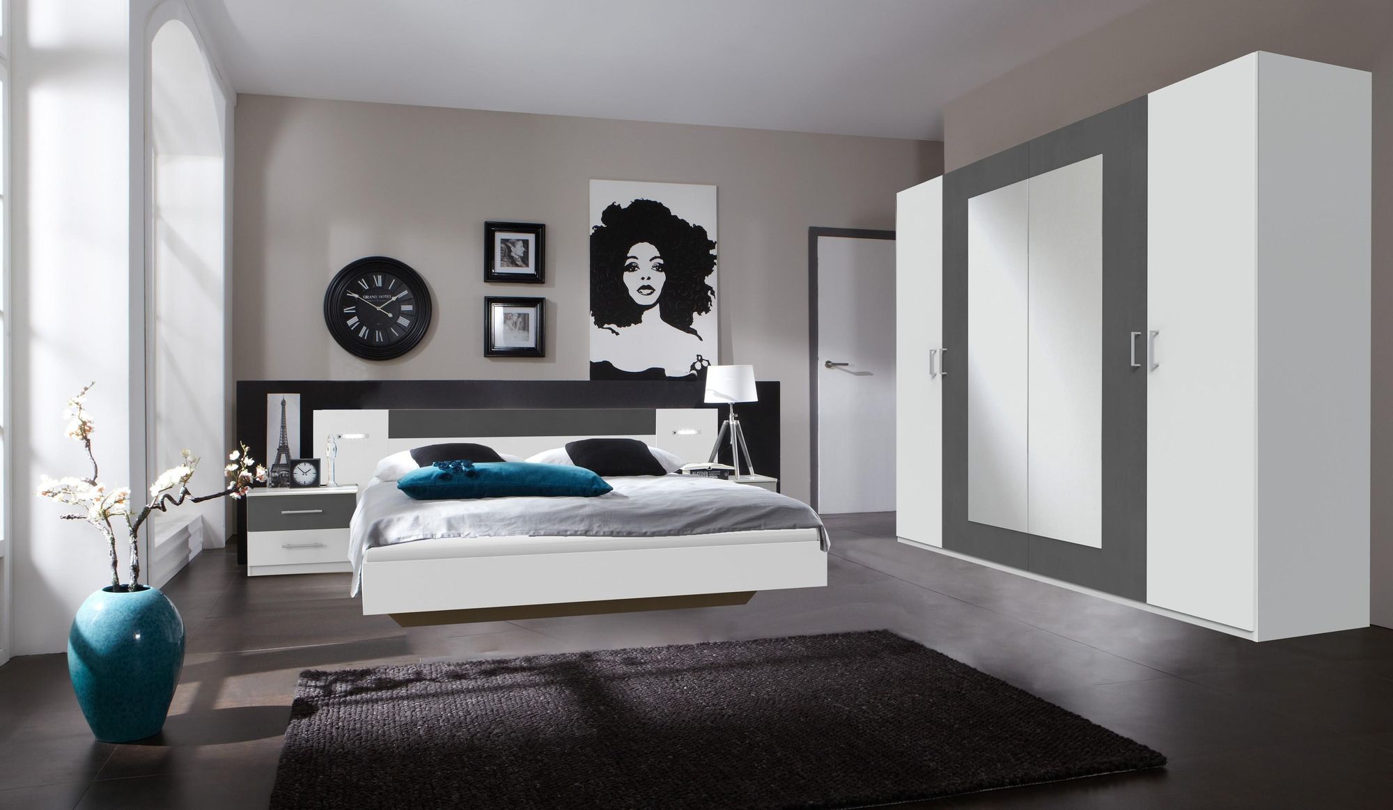 ANGIE Schlafzimmer-Set 140x200 – Schlafzimmer-Set mit LED-Kopfteilbeleuchtung und vielfältigen Kombi