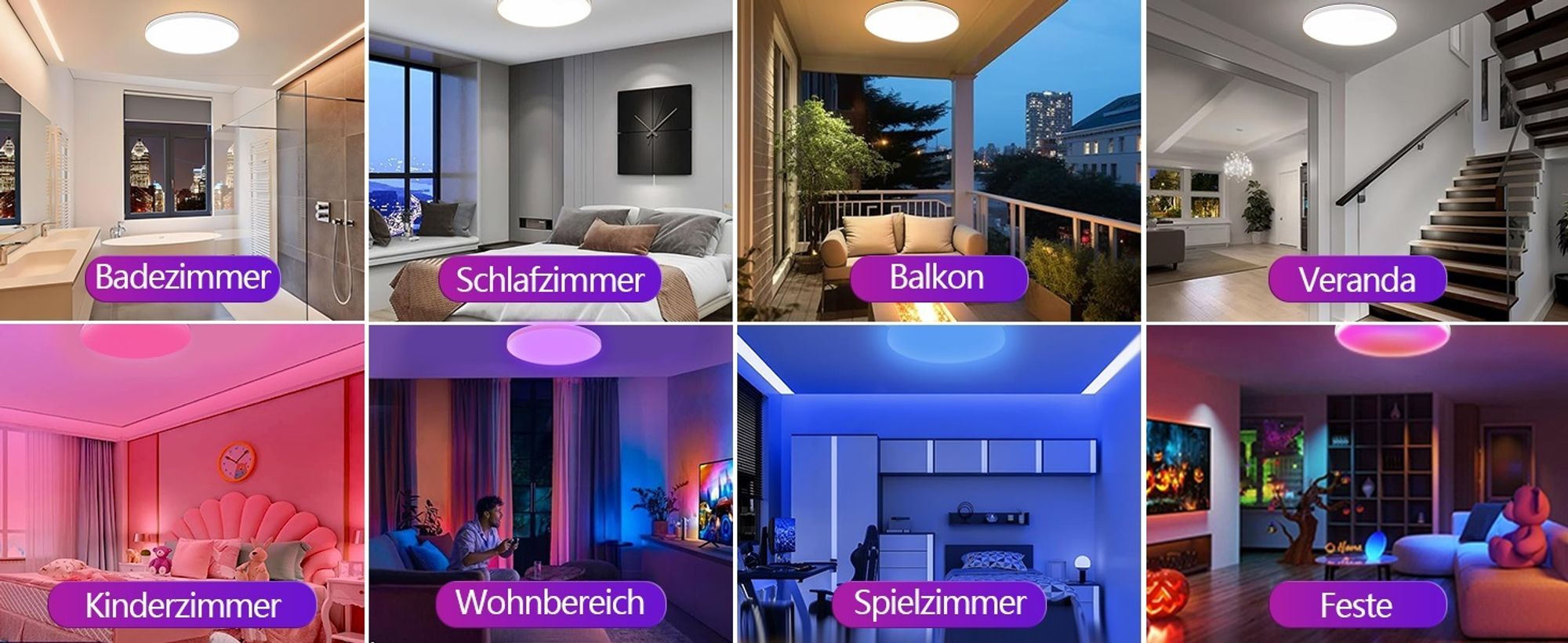 Smart LED Deckenleuchte 30W RGB Dimmbar WiFi Deckenlampe mit Fernbedienung, Kompatibel mit Alexa Google Home