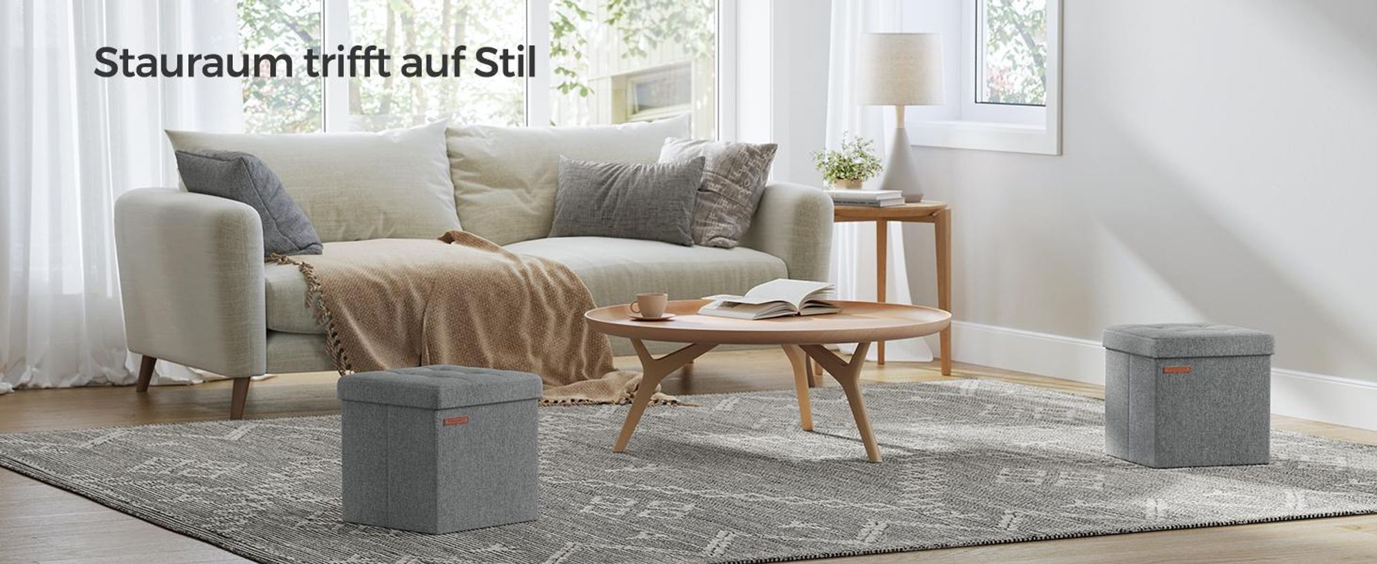 SONGMICS 30 cm Sitzbank mit Stauraum, klappbare Sitztruhe, Aufbewahrungsbox, Fußbank, hellgrau