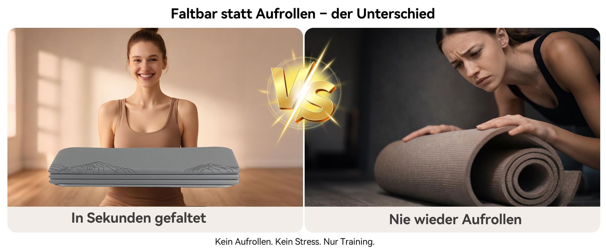 FunLife Faltbare Yogamatte XXL 190x66 cm – 10 mm Dick, Rutschfeste Fitness- & Gymnastikmatte für Yoga, Pilates, Home Workout & Outdoor