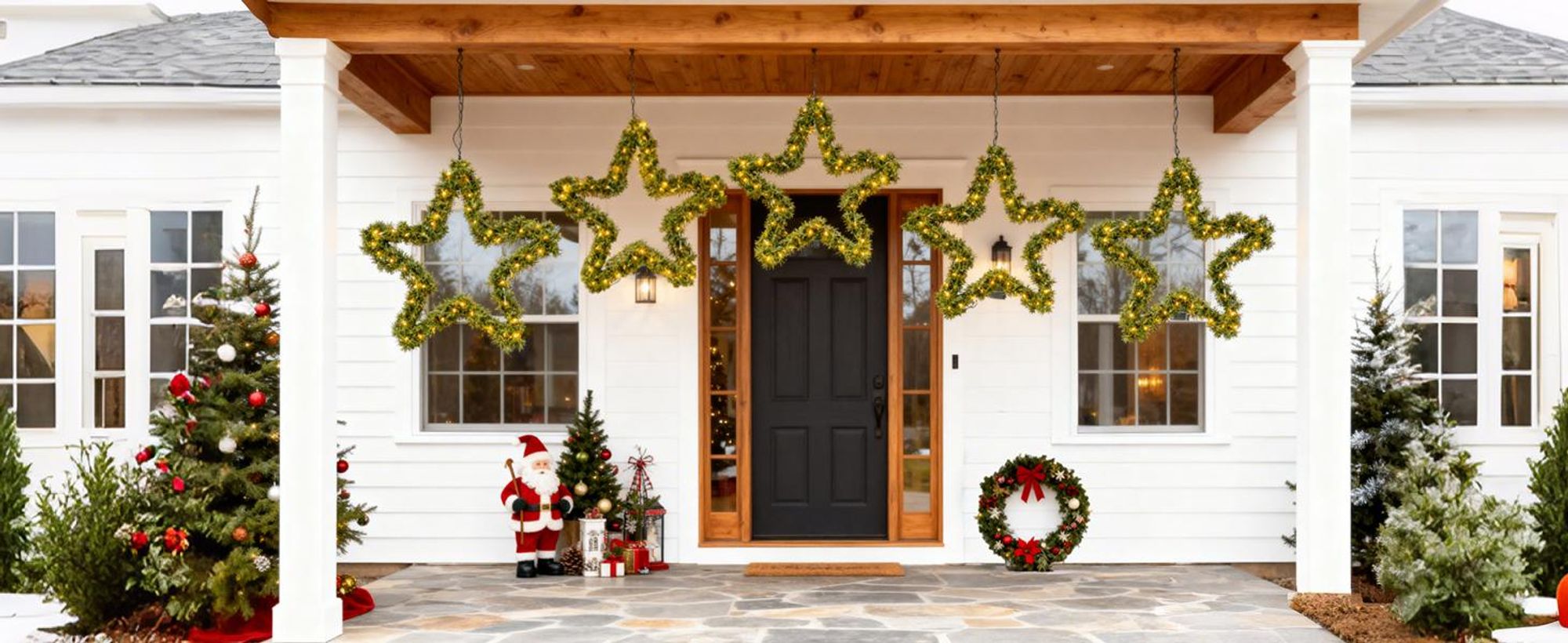 Salcar 40 cm Weihnachtsstern aus Weihnachtsgirlande Weihnachtsgirlande mit Licht Batterie Tannengirlande mit 200 grünen Zweigen und 30 LEDs Warmweiß