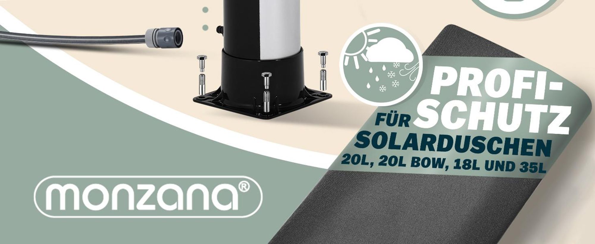 MONZANA Solardusche 35L für Garten, 216 cm hoch, UV-beständig, schwenkbarer Duschkopf & Wasserhahn