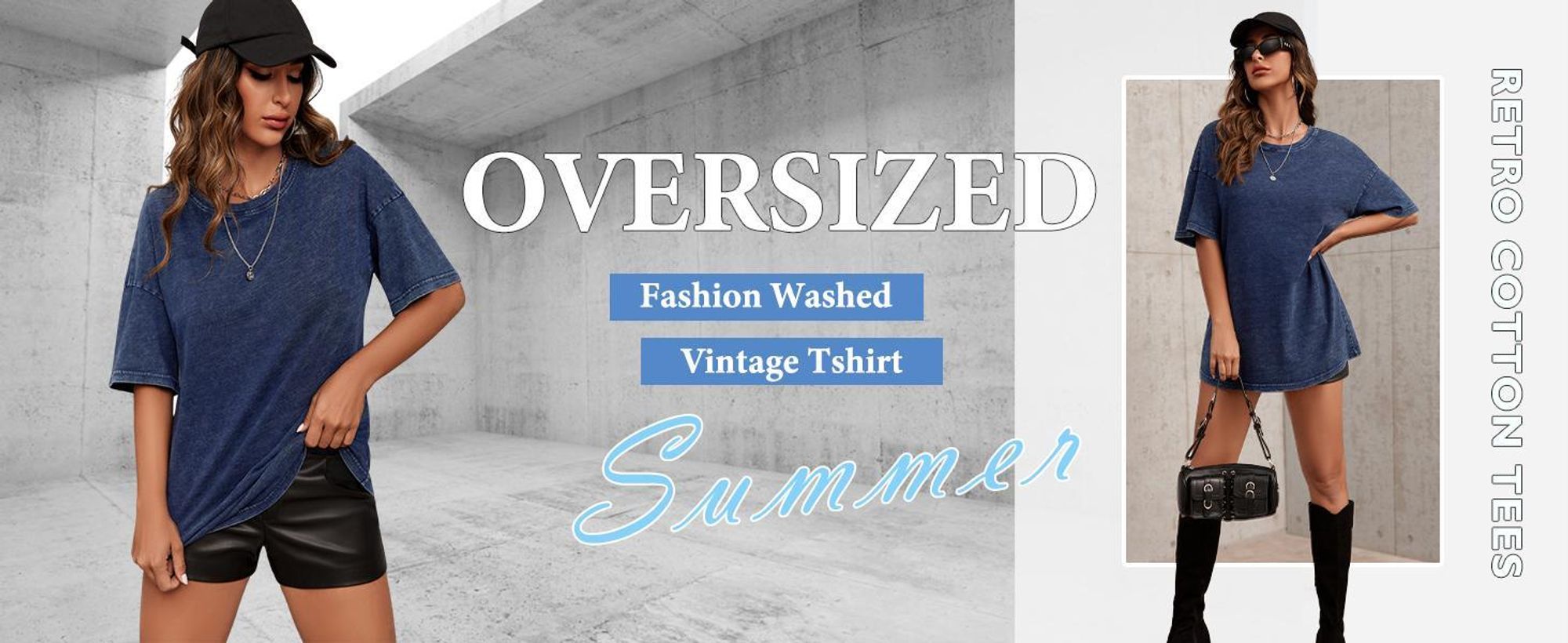 Locker sitzendes, gewaschenes Vintage-T-Shirt aus Baumwolle für Damen
