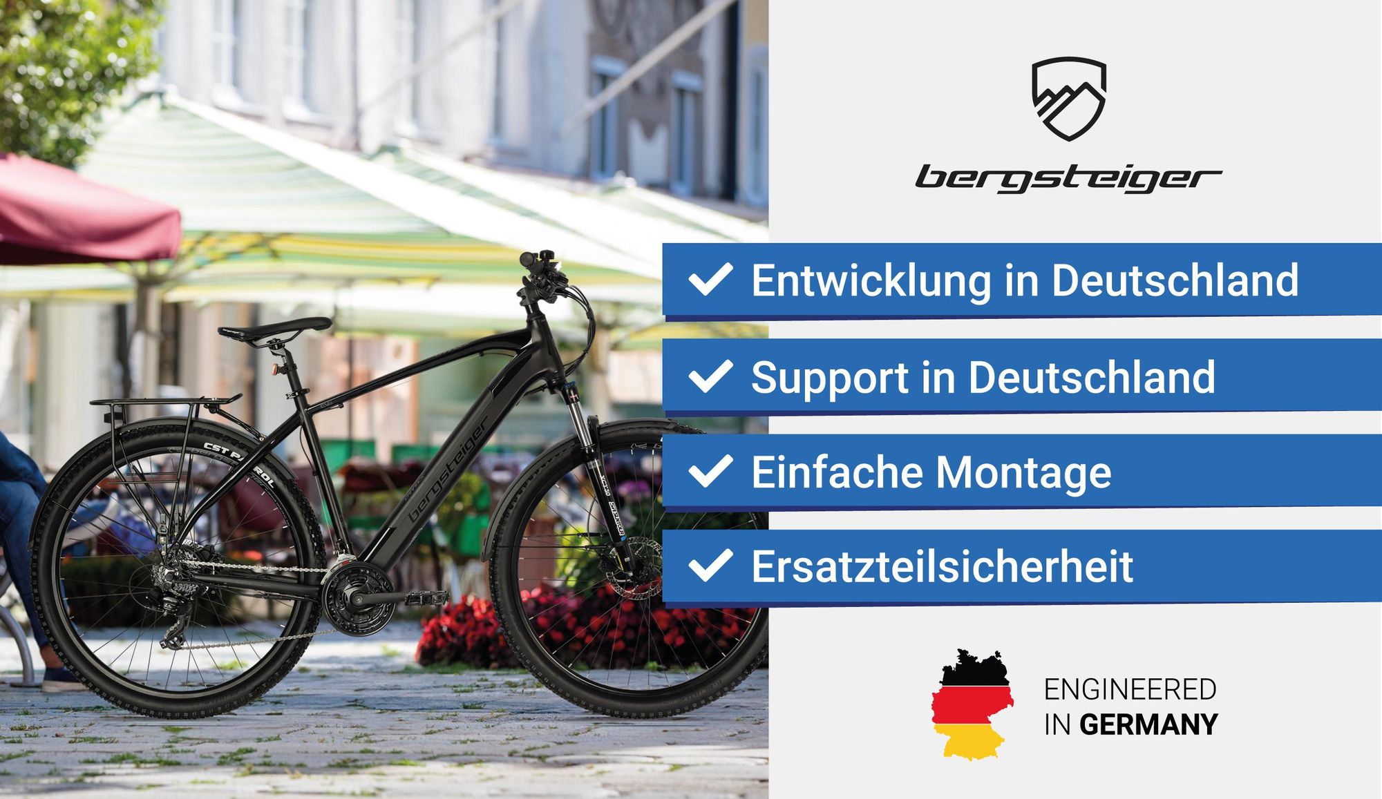 Bergsteiger Cannock 29 Zoll E-Bike mit 250 Watt Motor 36V 12Ah, StVZO-Vollausstattung, Hydraulikbremsen, Aluminium Ebike Mountainbike Herren & Damen, Farbdisplay, Shimano 24 Gang-Schaltung