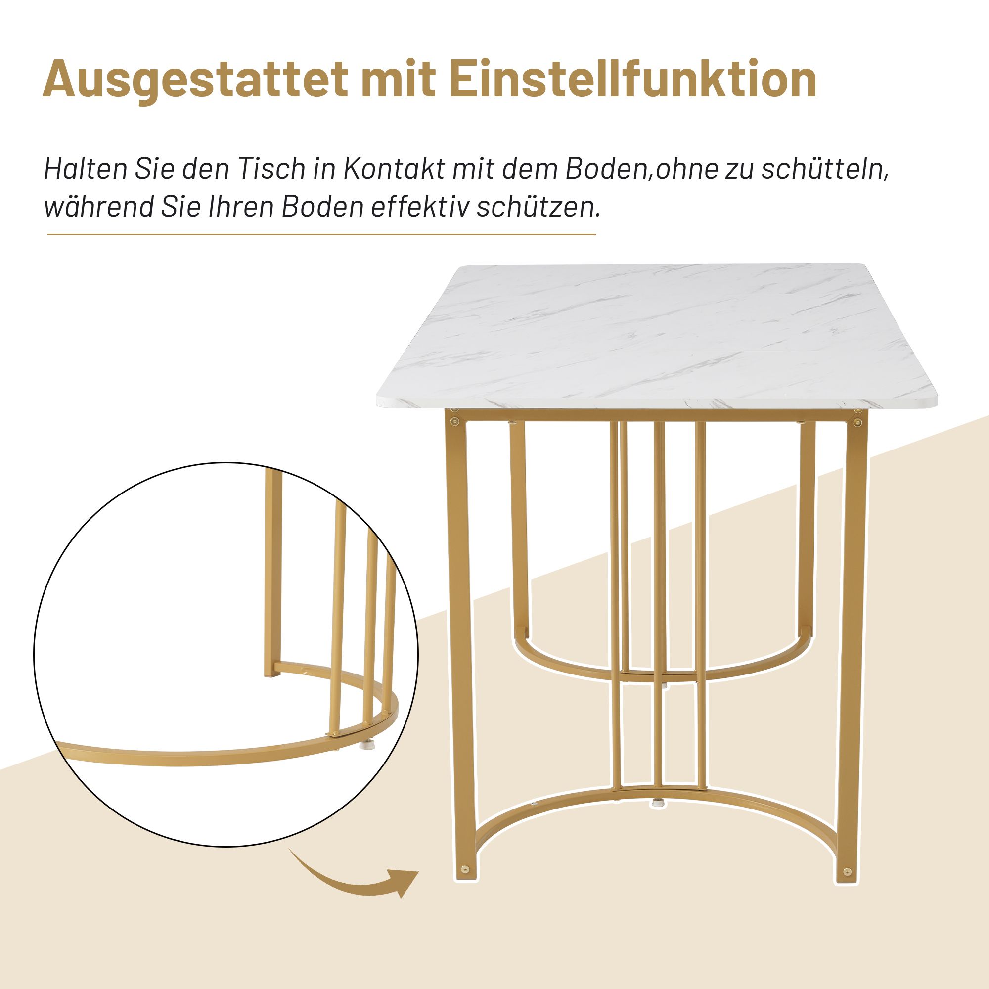 Flieks Essgruppe Esstisch mit 4 Esszimmerstuhl, Sitzgruppe Küchentischset 5tlg., Küchentisch mit 4 Esszimmerstuhl, Stuhl mit Samtbezug, Grün Gold
