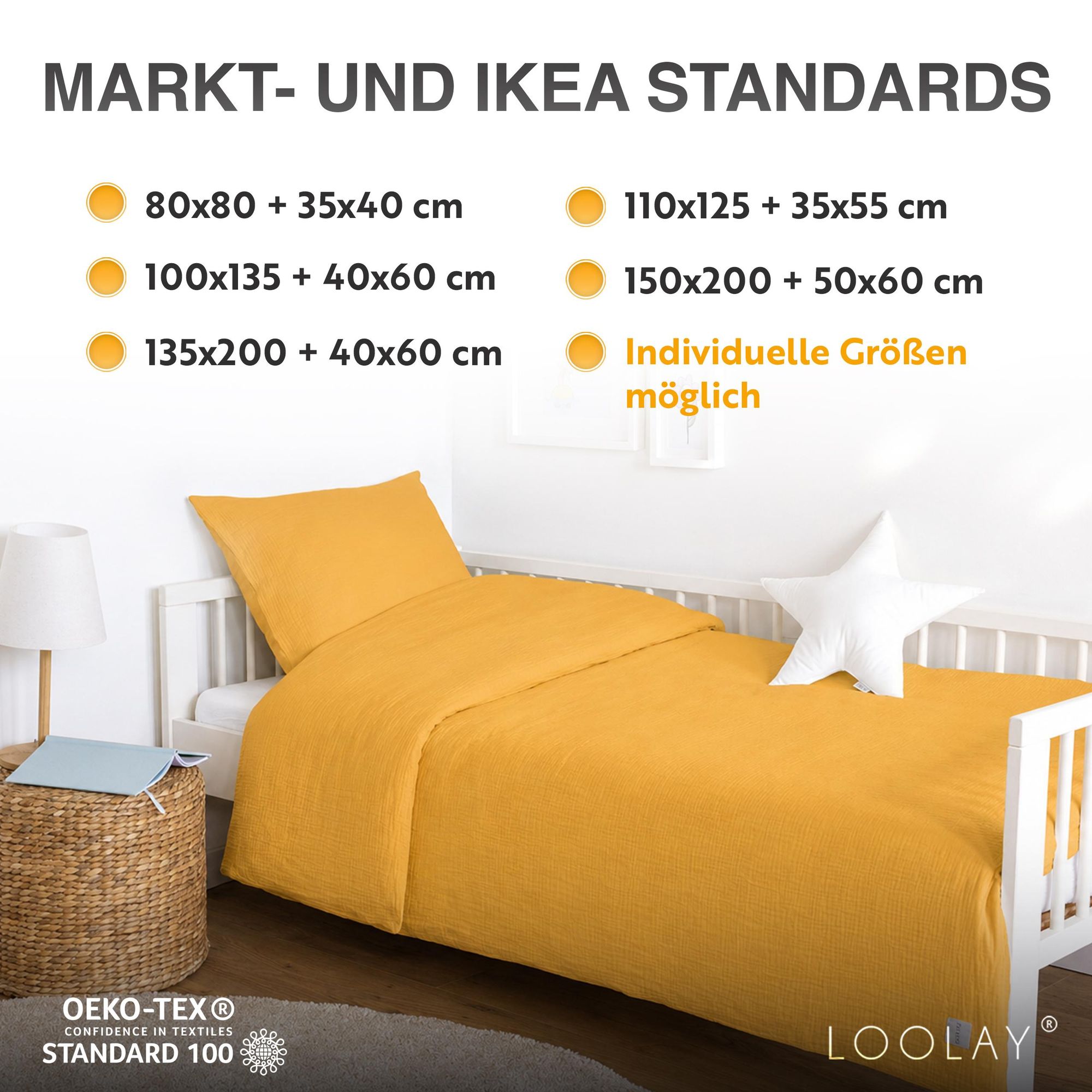 Musselin Bettwäsche Baby Kinder Jugend LOOLAY