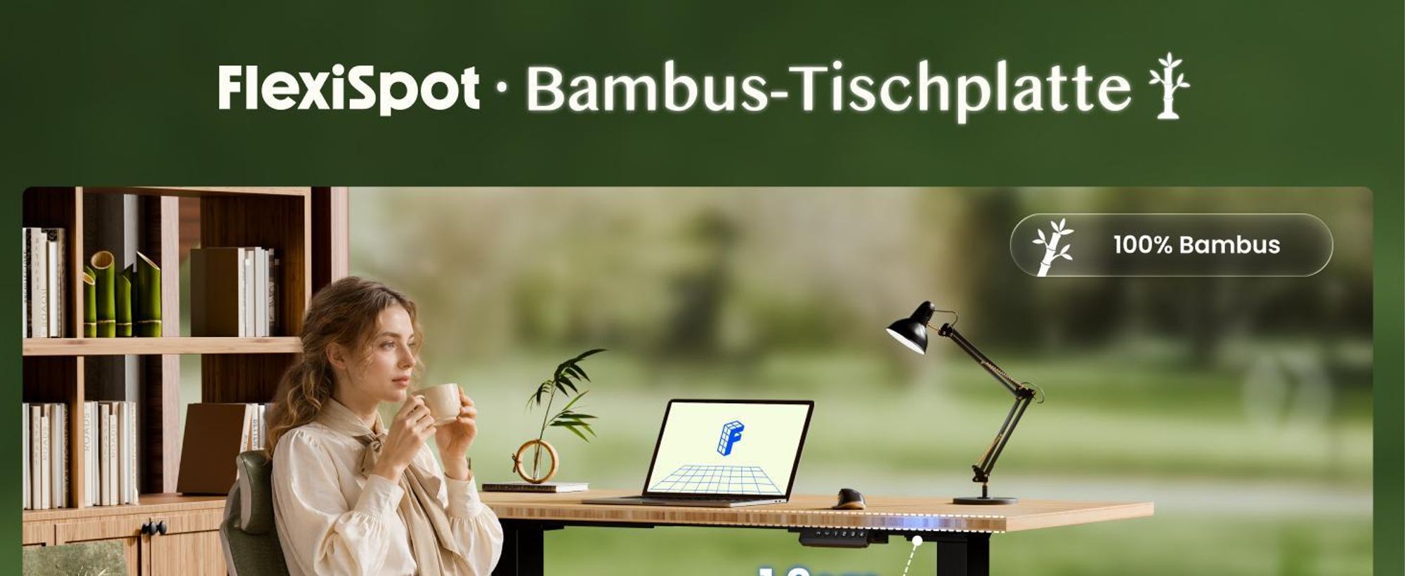 FLEXISPOT Massivholz-Tischplatte aus Bambus 180x80 cm, 19 mm stark, einteilige Tischplatte mit vorgebohrten Löchern