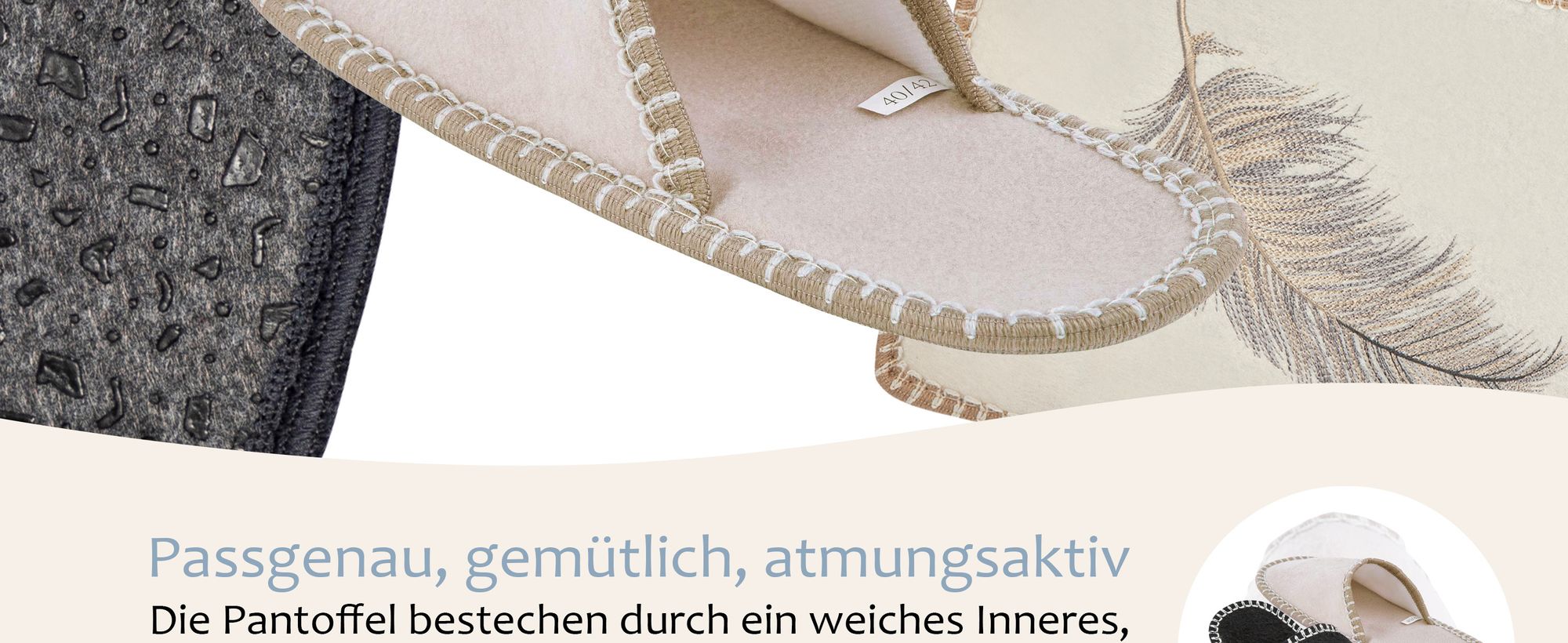 ONVAYA® ABS Gästepantoffel | Feder Creme | 6er Set | Antirutsch Sohle | Hausschuhe | Filzpantoffel | Gr. 36-45 Gästehausschuhe